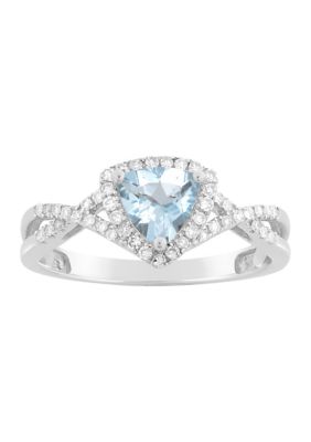 Belk & Co 3/4 Ct. T.w. Aquamarine And 1/5 Ct. T.w. Diamond Ring In 10K White Gold