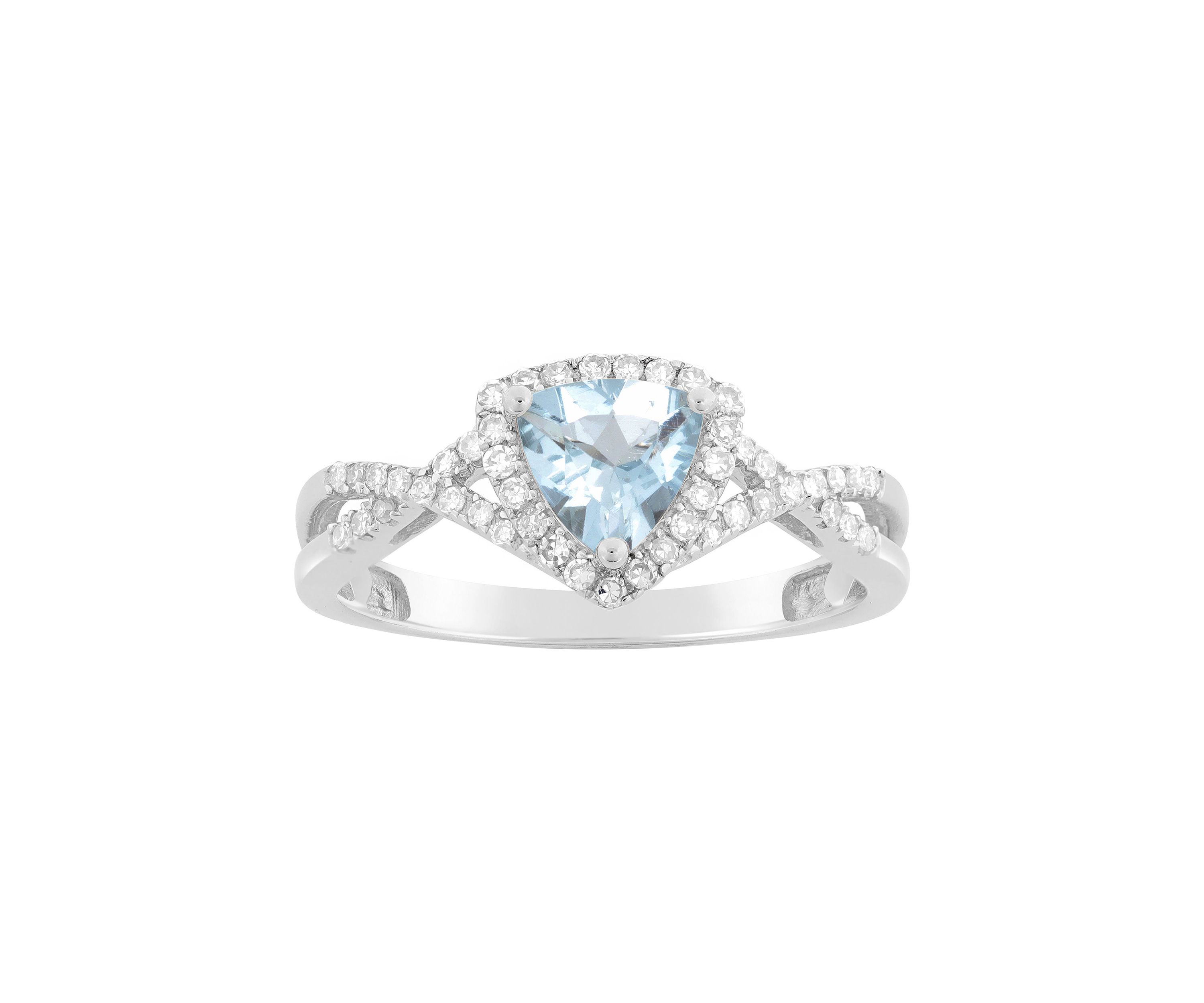 3/4 ct. t.w. Aquamarine and 1/5 ct. t.w. Diamond Ring in 10K White Gold