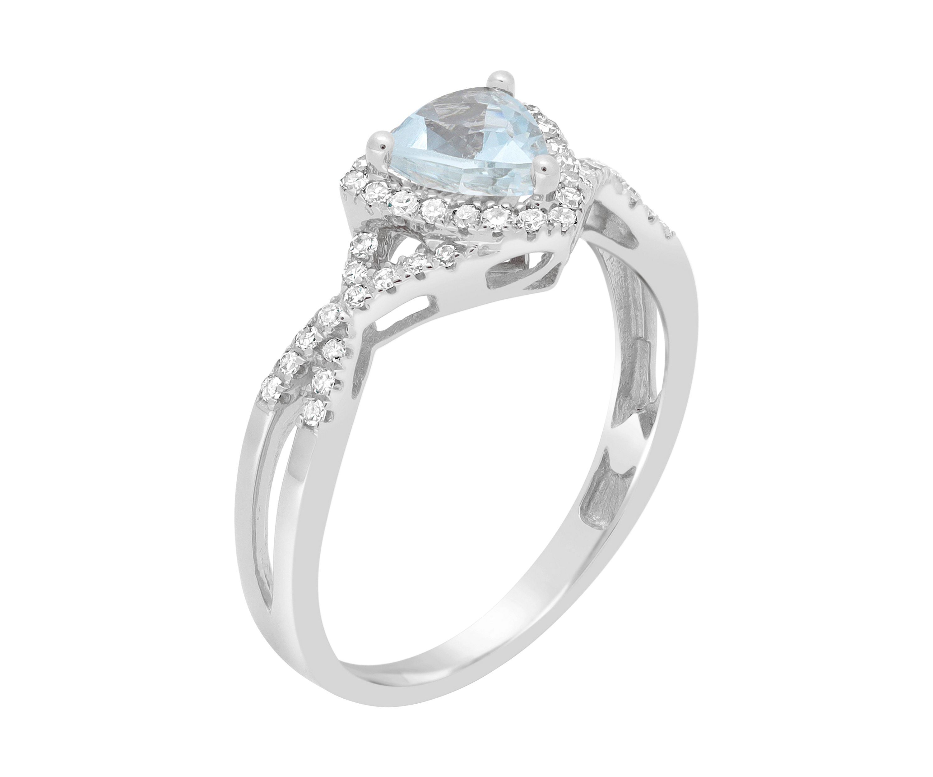 3/4 ct. t.w. Aquamarine and 1/5 ct. t.w. Diamond Ring in 10K White Gold