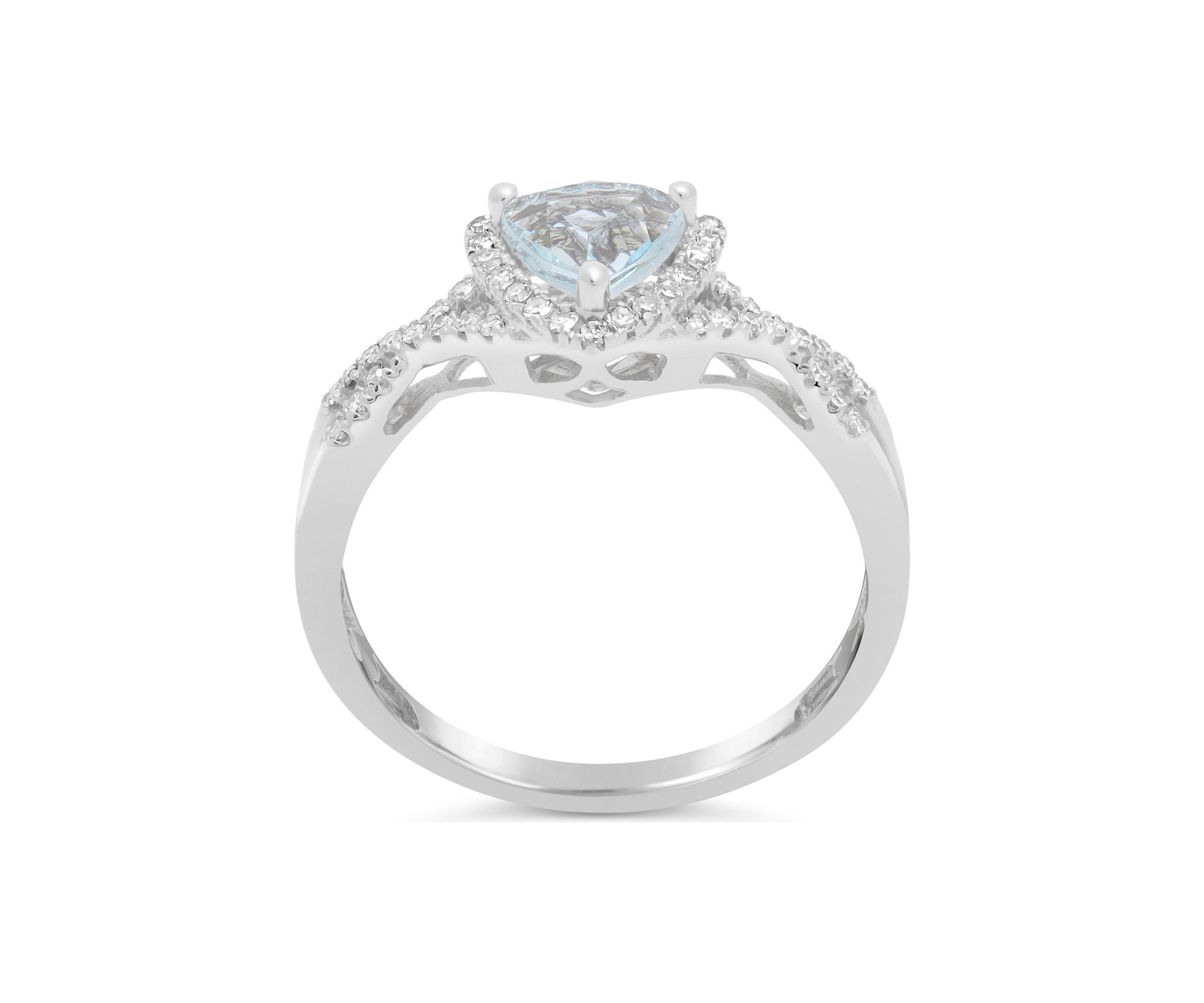 3/4 ct. t.w. Aquamarine and 1/5 ct. t.w. Diamond Ring in 10K White Gold