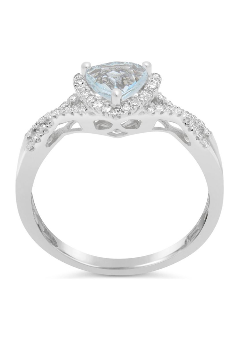 3/4 ct. t.w. Aquamarine and 1/5 ct. t.w. Diamond Ring in 10K White Gold