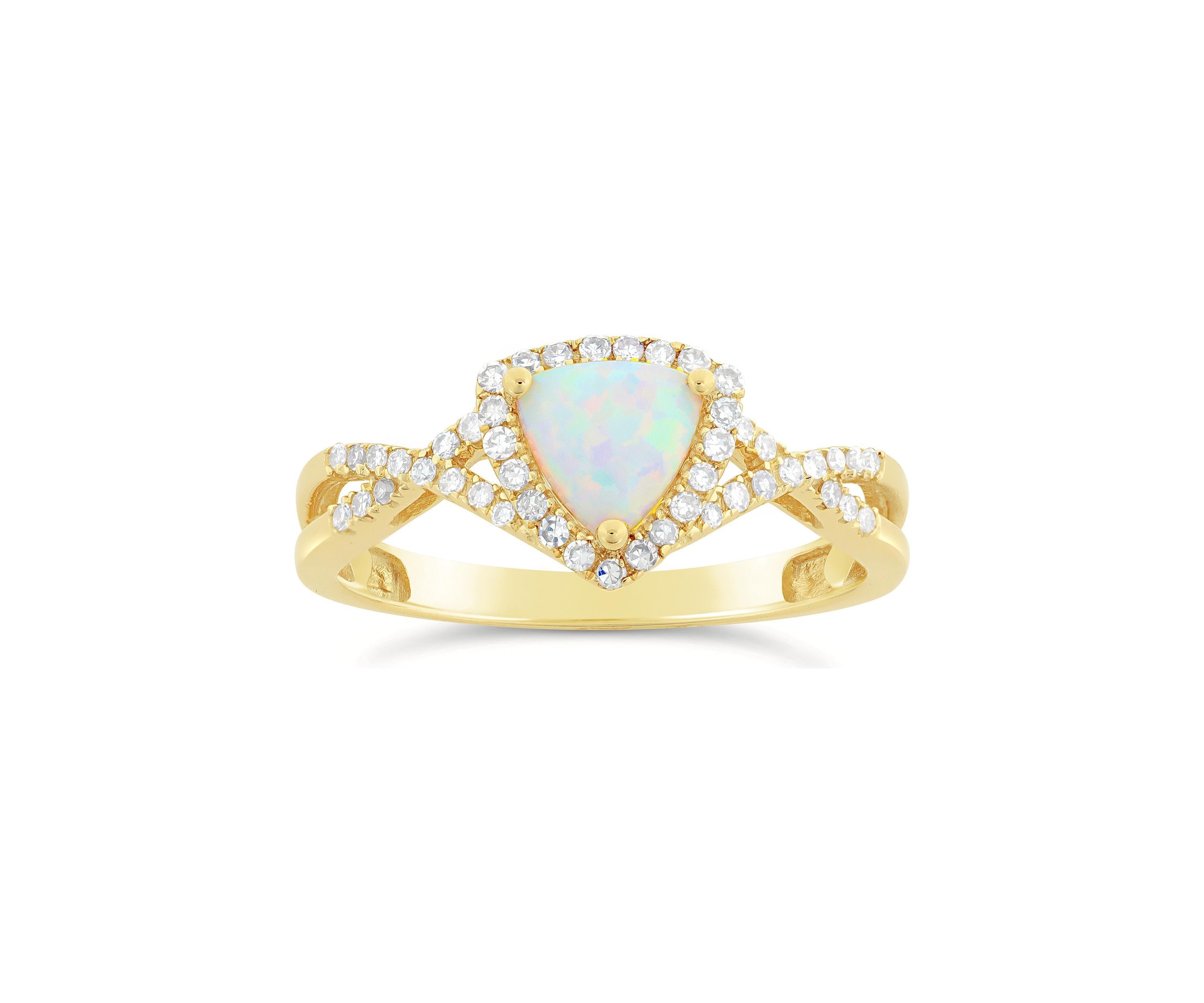 3/8 ct. t.w. Opal and 1/5 ct. t.w. Diamond Ring in 10K Yellow Gold