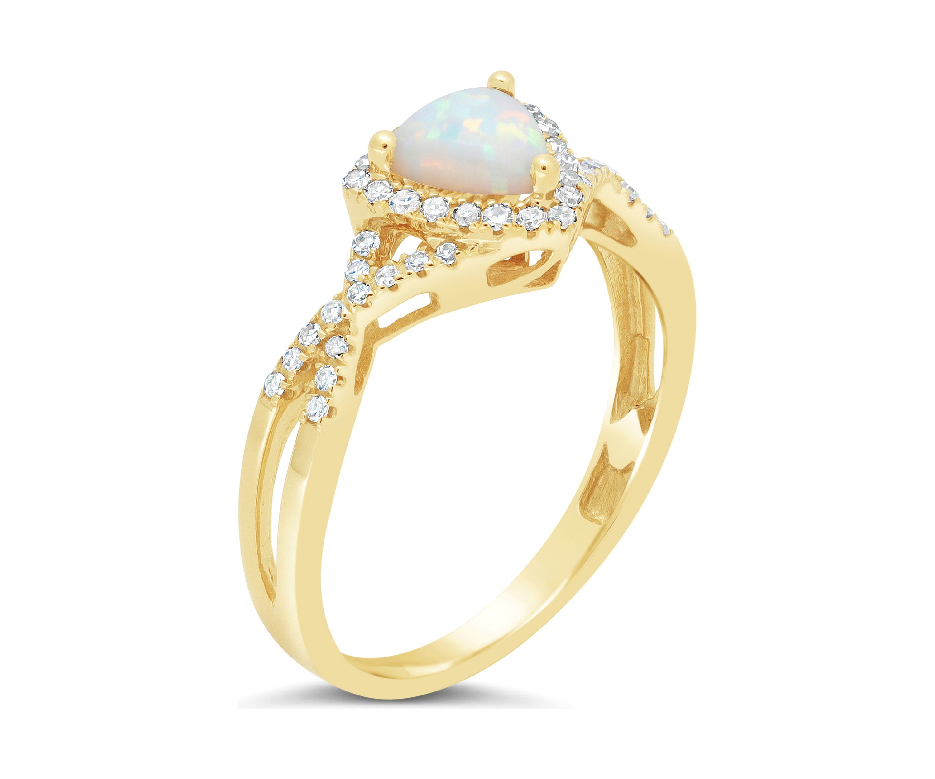 3/8 ct. t.w. Opal and 1/5 ct. t.w. Diamond Ring in 10K Yellow Gold