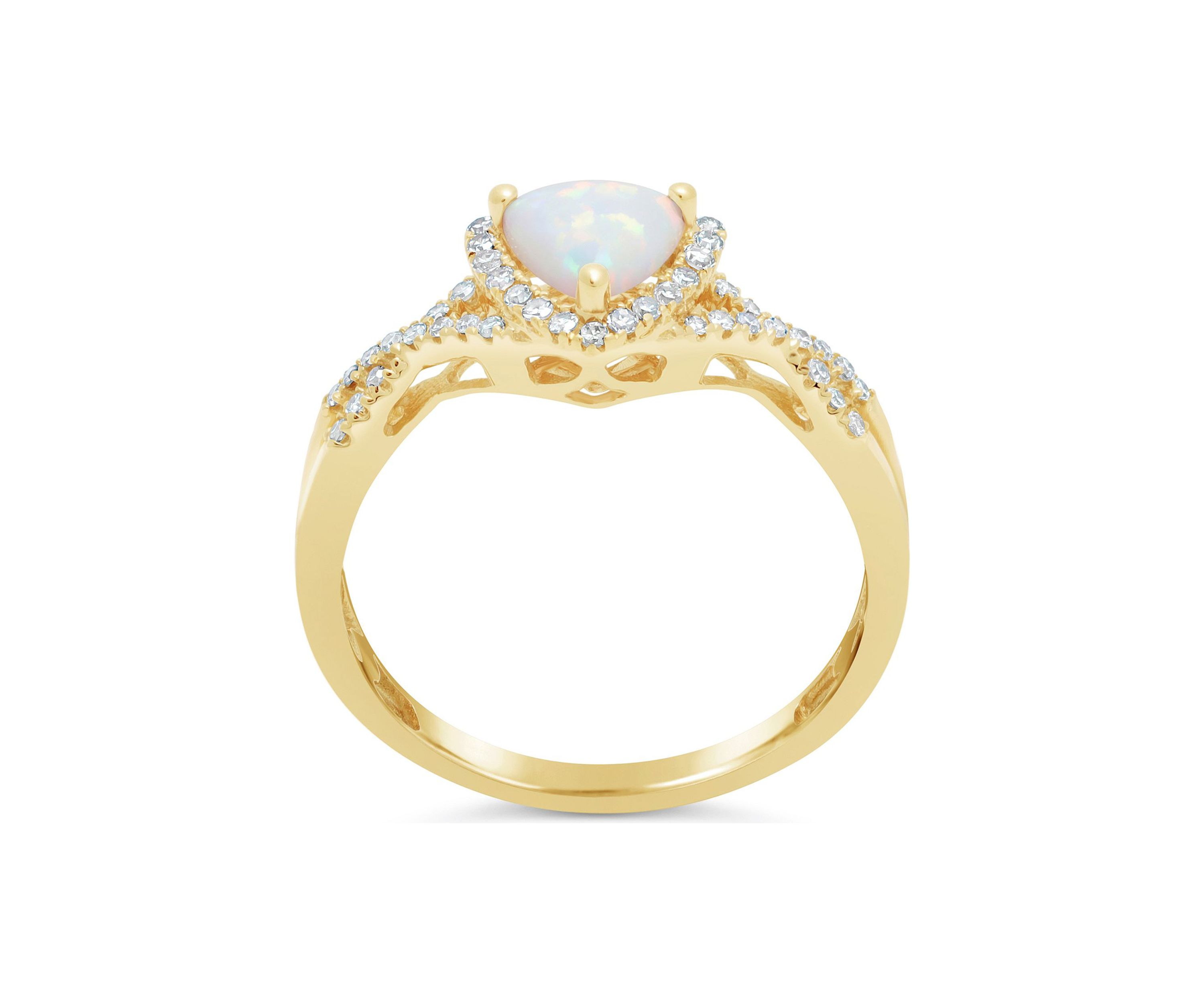 3/8 ct. t.w. Opal and 1/5 ct. t.w. Diamond Ring in 10K Yellow Gold
