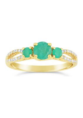 Belk & Co 3/4 Ct. T.w. Emerald And 1/8 Ct. T.w. Diamond Ring In 10K Yellow Gold