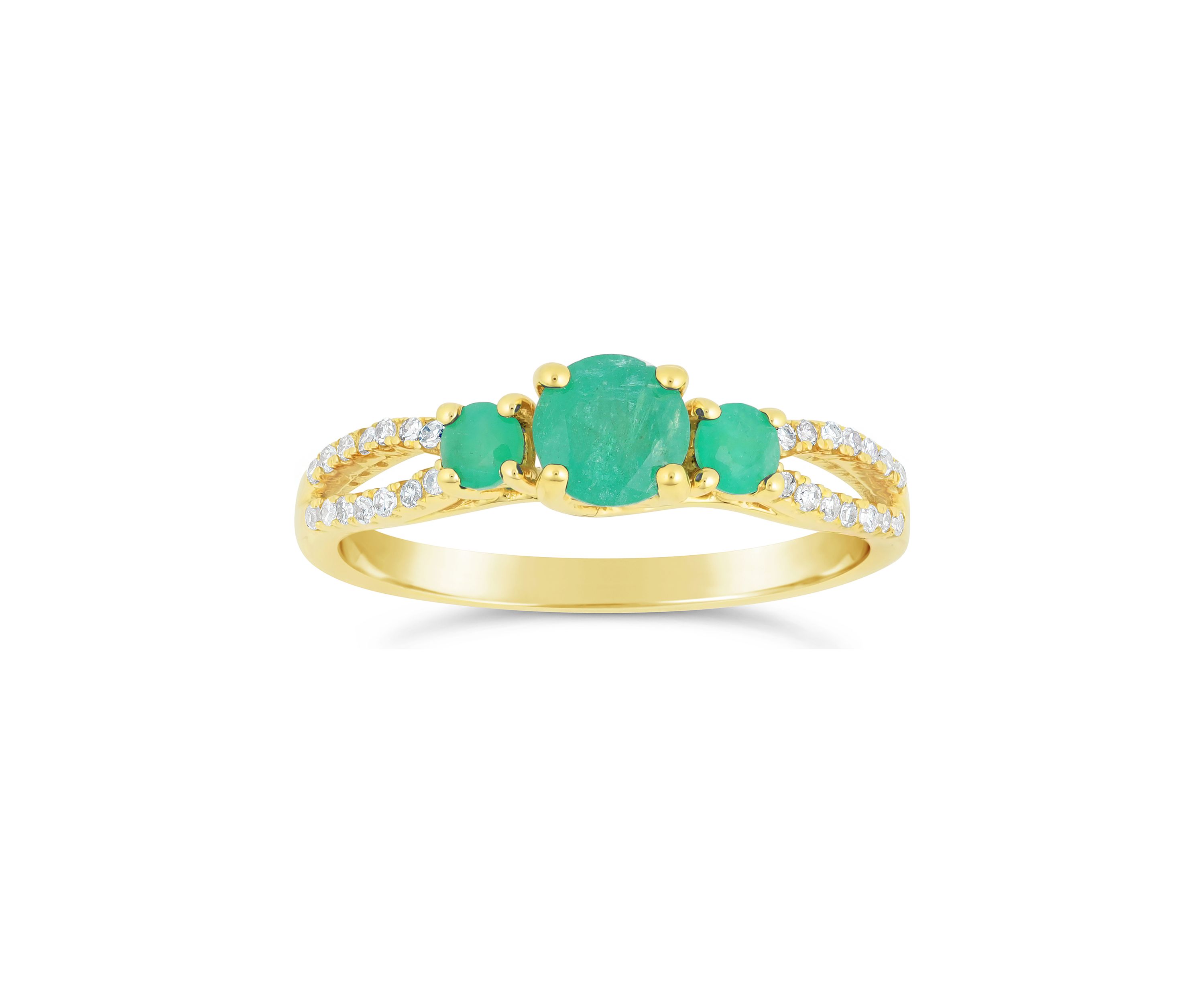 3/4 ct. t.w. Emerald and 1/8 ct. t.w. Diamond Ring in 10K Yellow Gold