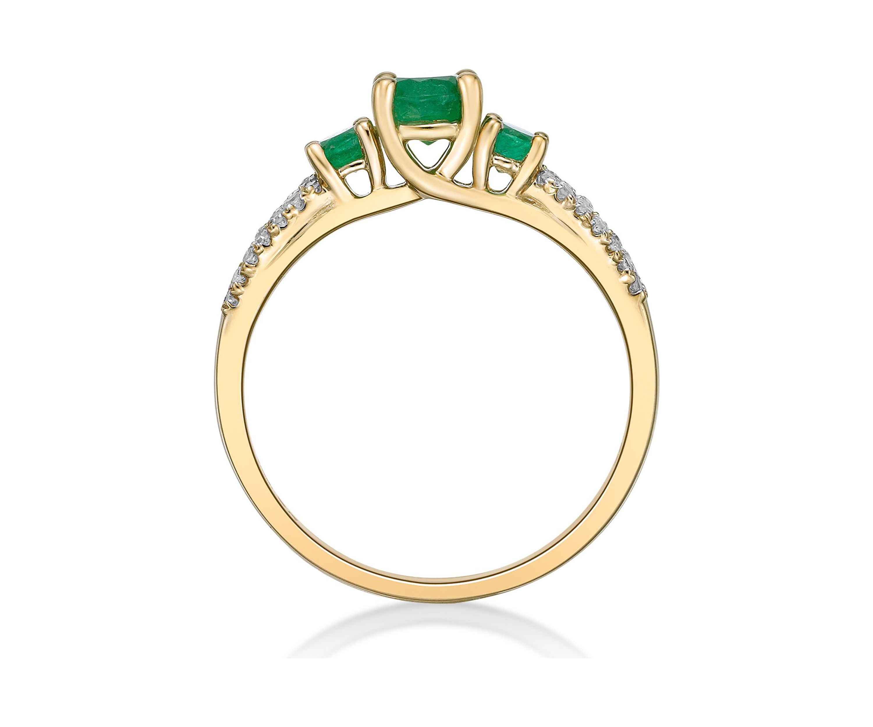 3/4 ct. t.w. Emerald and 1/8 ct. t.w. Diamond Ring in 10K Yellow Gold