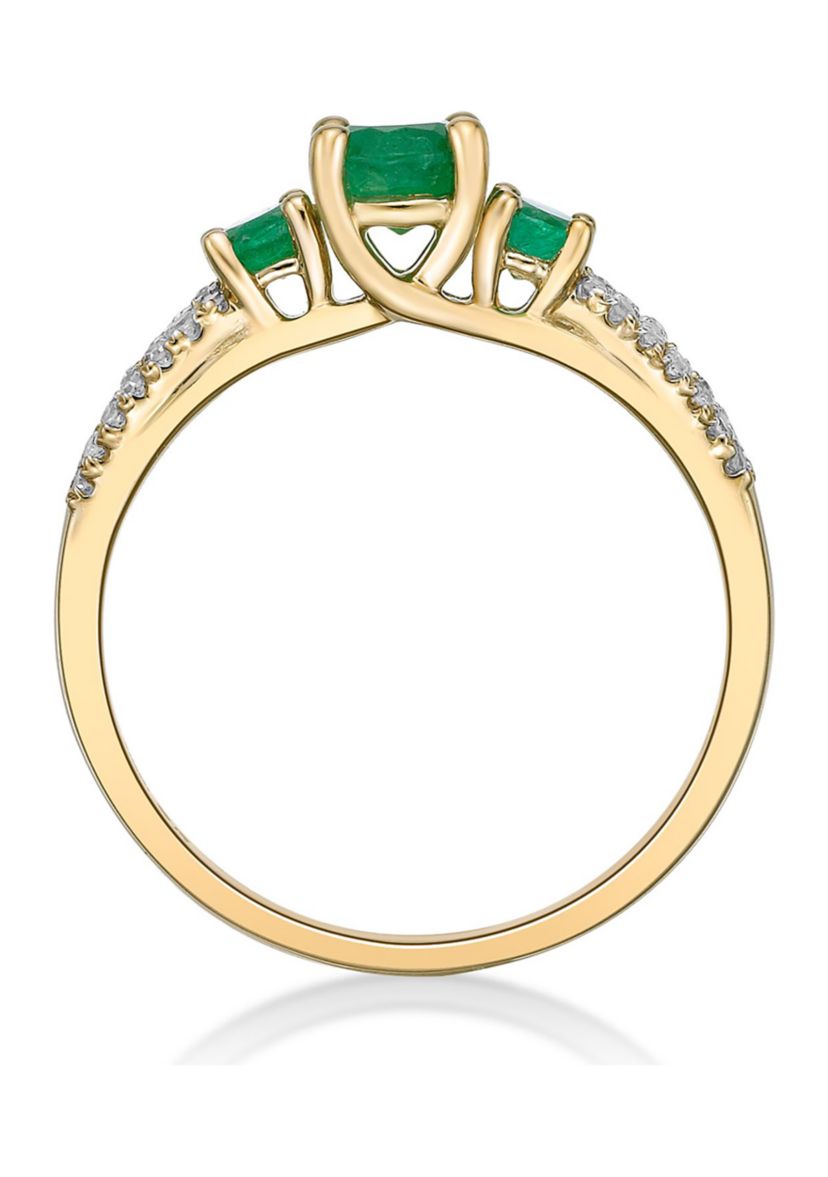 3/4 ct. t.w. Emerald and 1/8 ct. t.w. Diamond Ring in 10K Yellow Gold