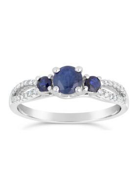 Belk & Co 1 Ct. T.w. Sapphire And 1/8 Ct. T.w. Diamond Ring In 10K White Gold