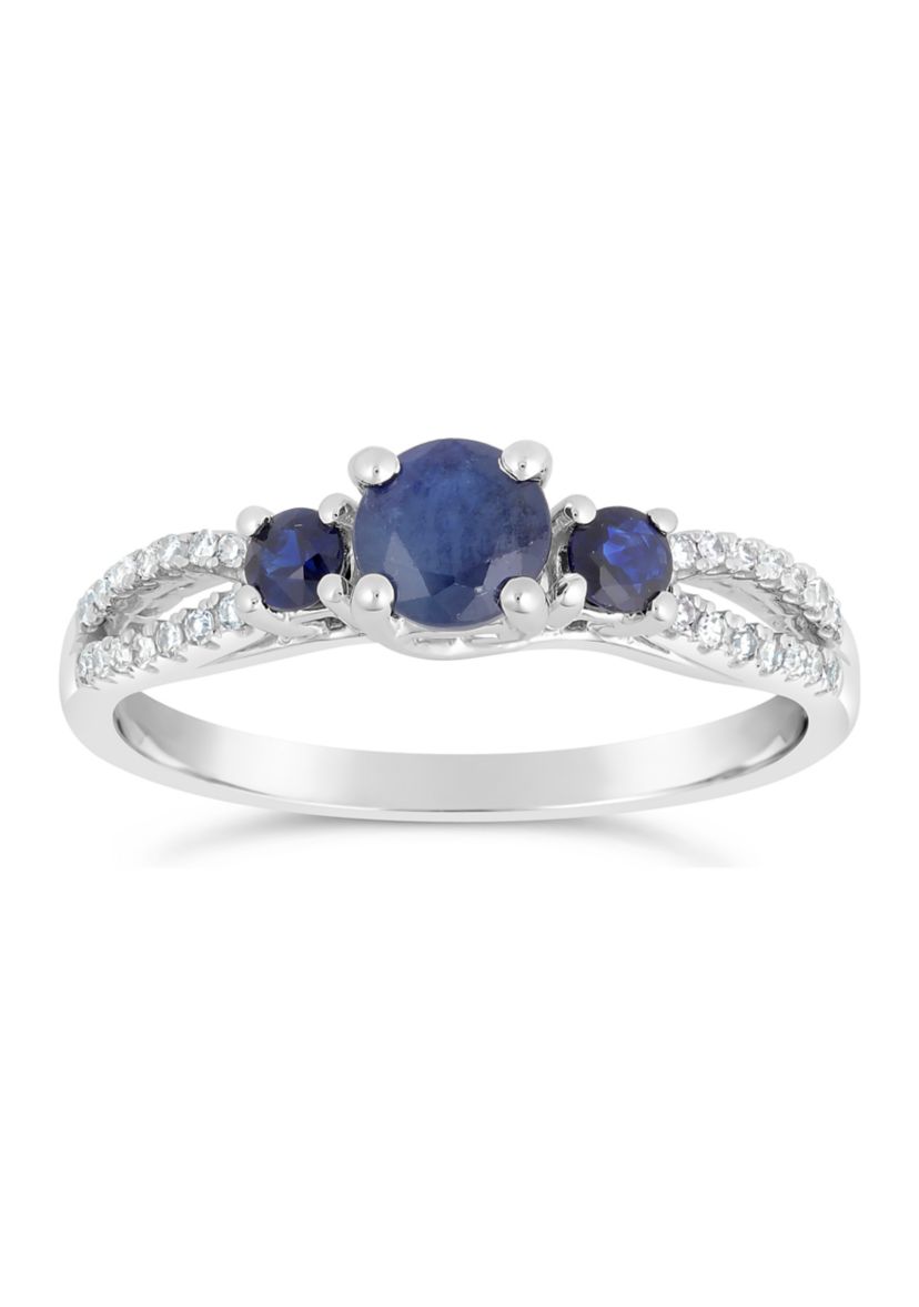 1 ct. t.w. Sapphire and 1/8 ct. t.w. Diamond Ring in 10K White Gold