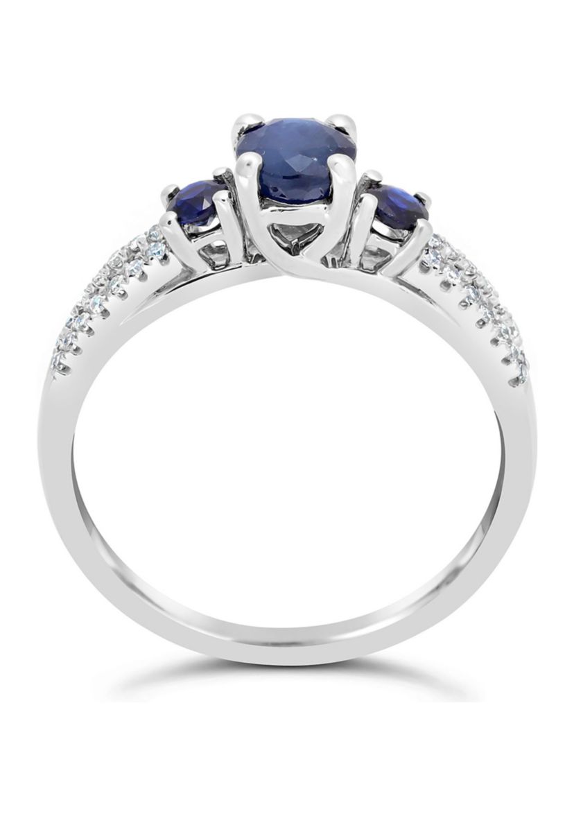 1 ct. t.w. Sapphire and 1/8 ct. t.w. Diamond Ring in 10K White Gold