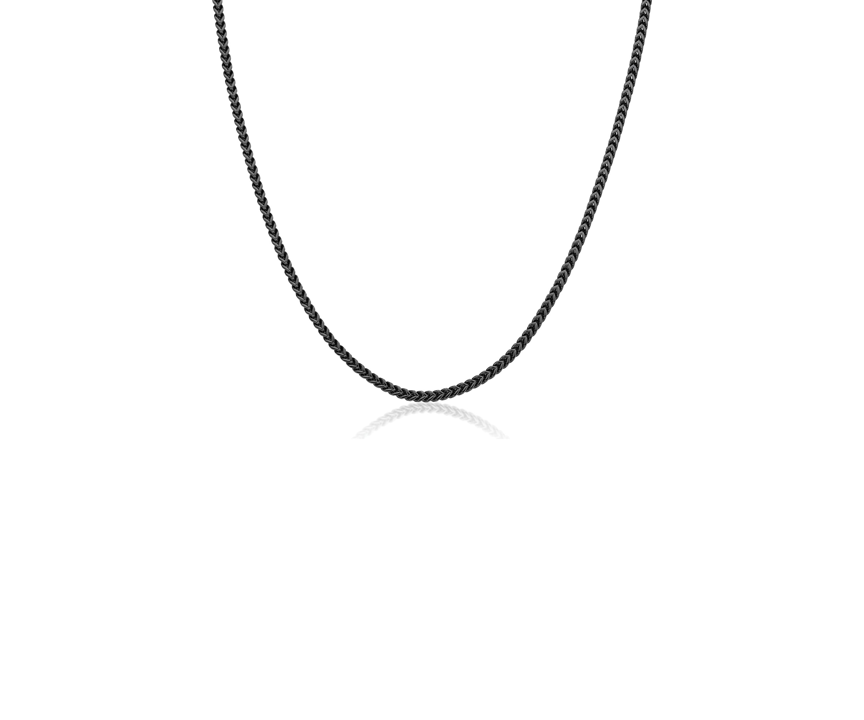 Stainless Steel 2.5 Millimeter Foxtail Chain Necklace with Black Ion Plating, 24 Inch