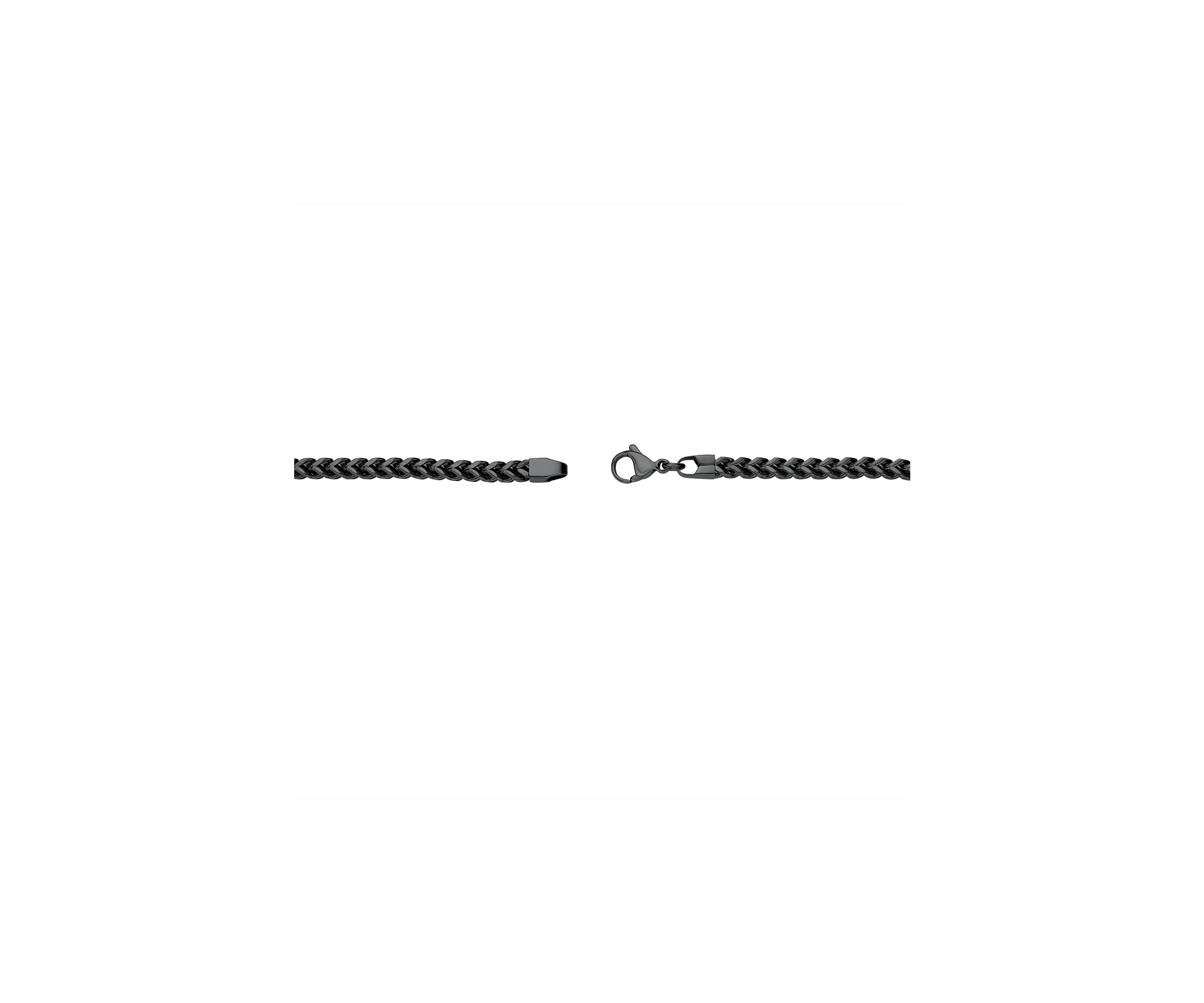 Stainless Steel 2.5 Millimeter Foxtail Chain Necklace with Black Ion Plating, 24 Inch