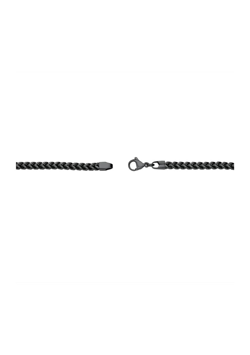 Stainless Steel 2.5 Millimeter Foxtail Chain Necklace with Black Ion Plating, 24 Inch