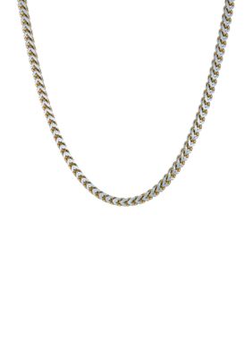 Belk & Co Men's Stainless Steel 5 Millimeter Foxtail Chain Necklace with Two-Tone Gold Tone Ion Plating, 24 Inch, Yellow, 22 in