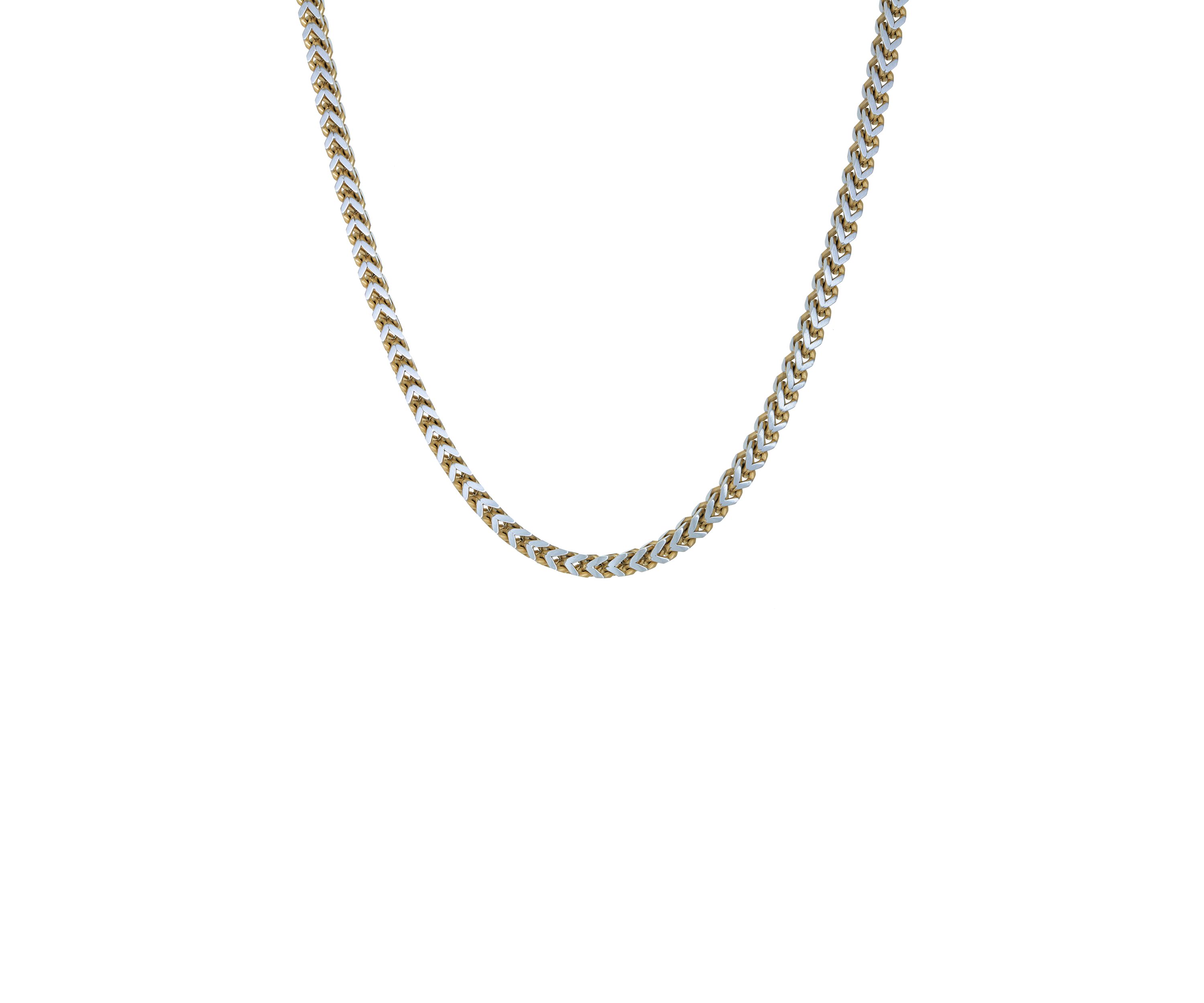 Stainless Steel 5 Millimeter Foxtail Chain Necklace with Two-Tone Gold Tone Ion Plating, 24 Inch