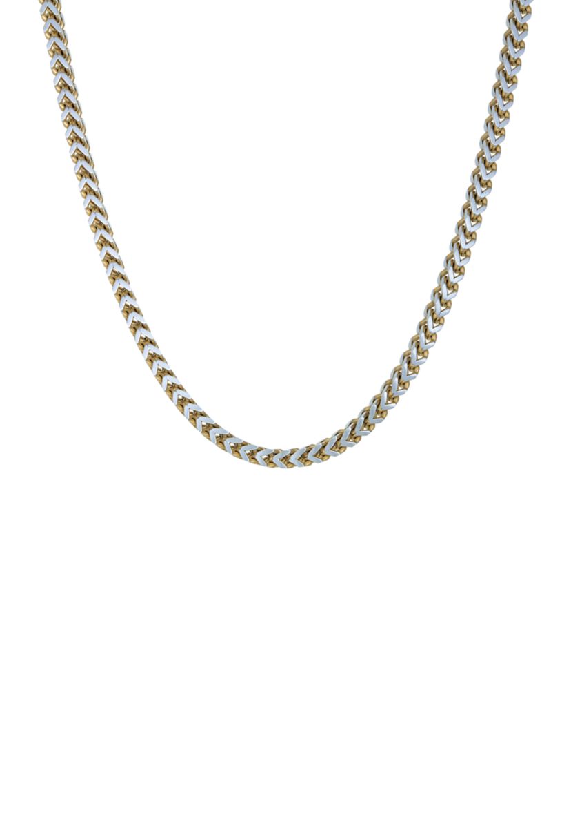 Stainless Steel 5 Millimeter Foxtail Chain Necklace with Two-Tone Gold Tone Ion Plating, 24 Inch
