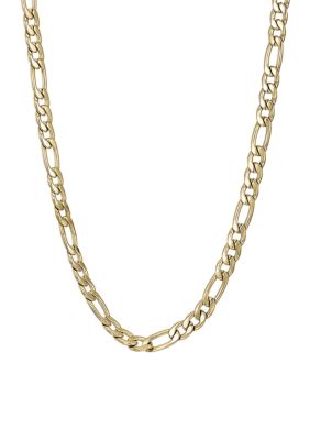 LYNX Men's 4mm Stainless Steel Figaro Necklace, Yellow, 26 in