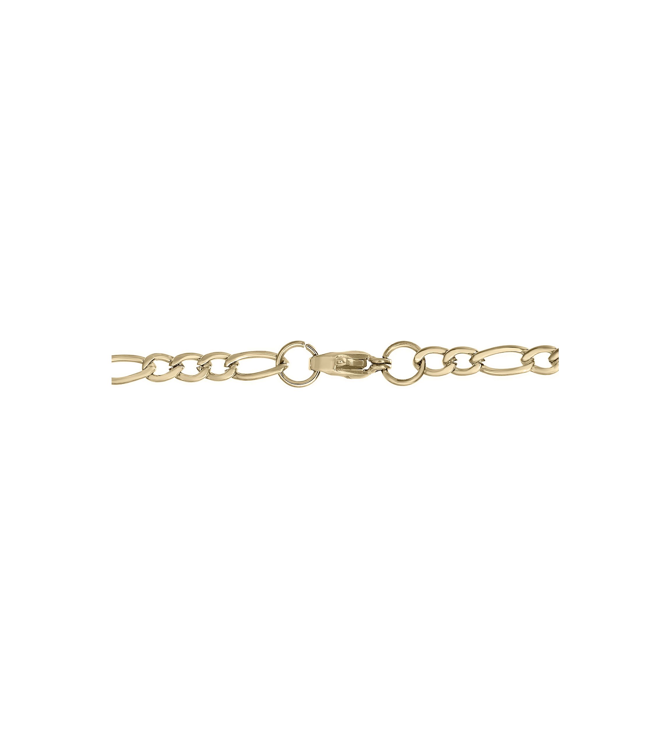 Stainless Steel 4 Millimeter Figaro Chain Necklace with Gold Tone Ion Plating, 24 Inch