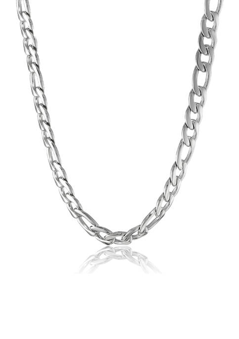 Stainless Steel 9 Millimeter Figaro Chain Necklace, 24 Inch
