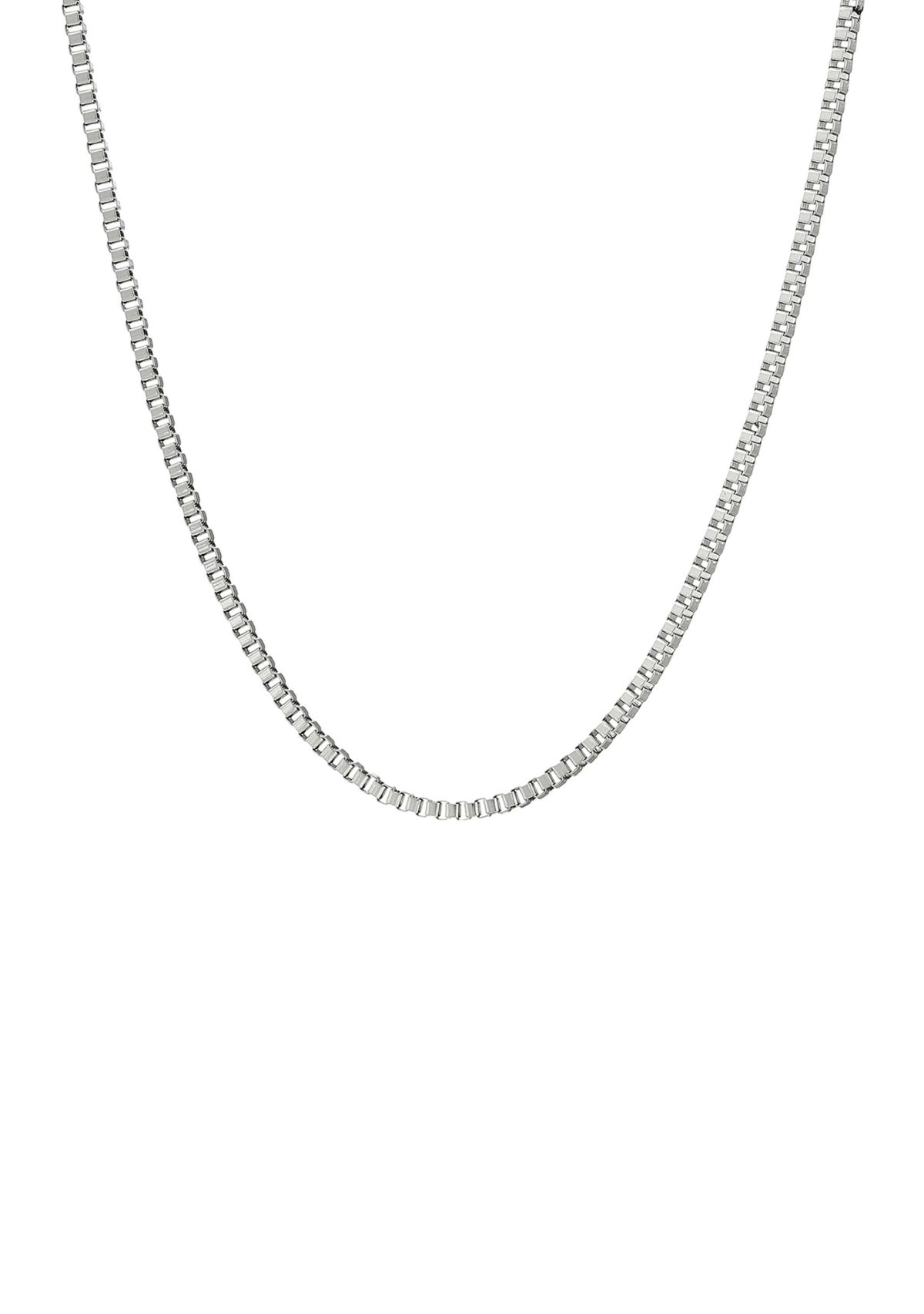 Stainless Steel 2 Millimeter Box Chain Necklace, 24 Inch