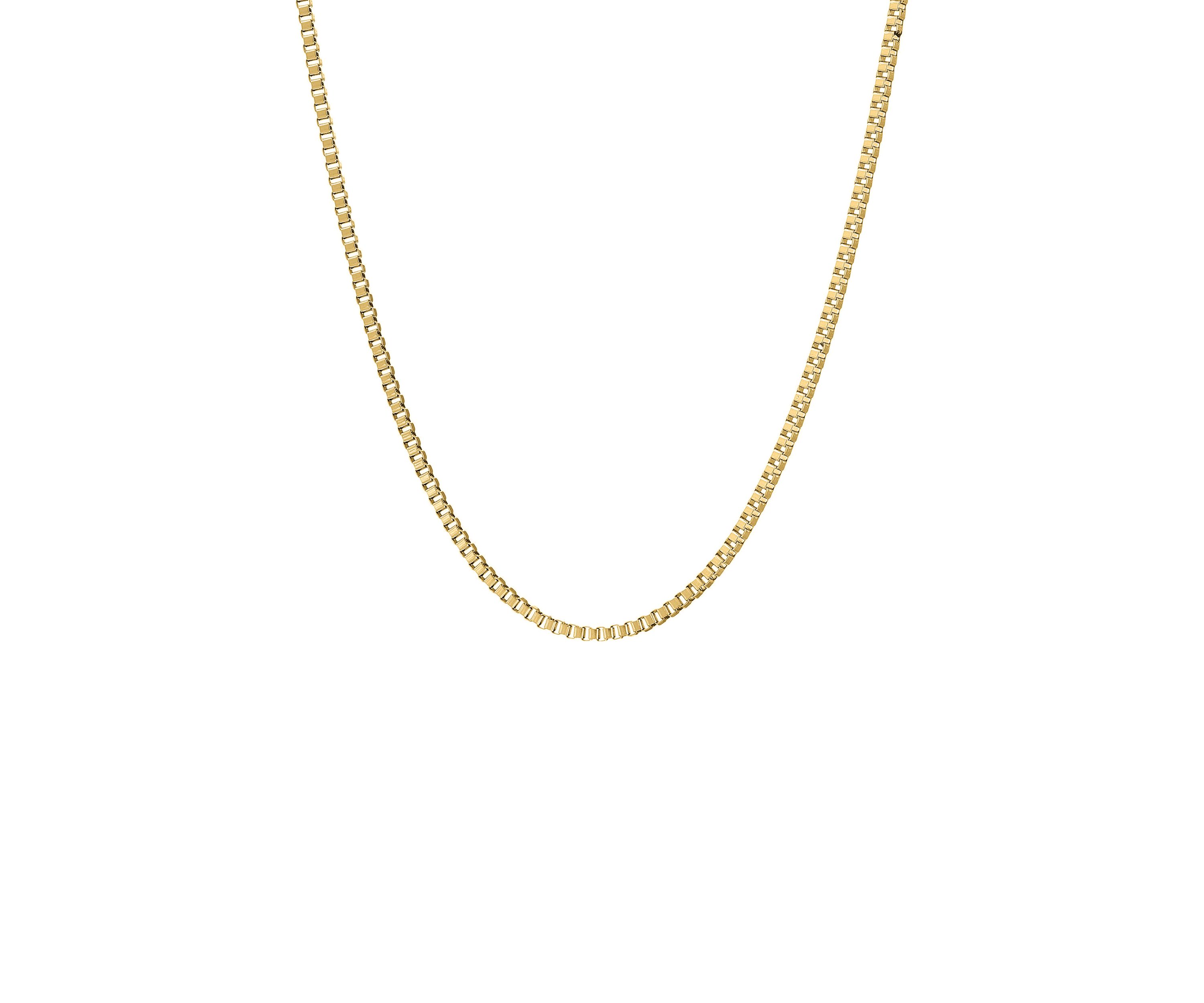 Stainless Steel 2 Millimeter Box Chain Necklace with Gold Tone Ion Plating, 24 Inch