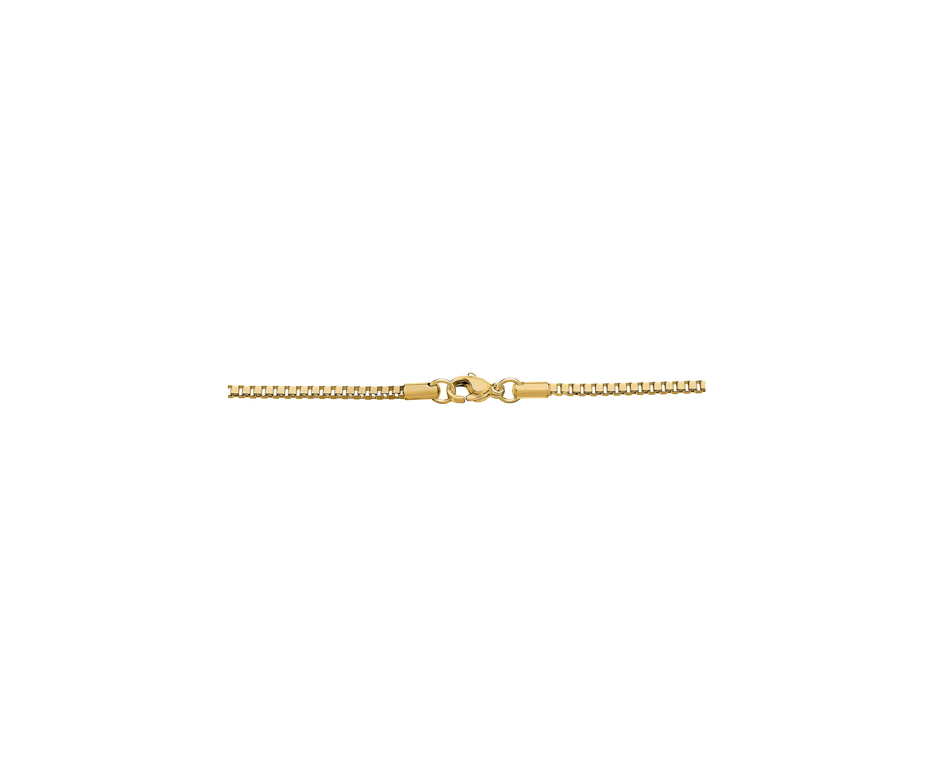 Stainless Steel 2 Millimeter Box Chain Necklace with Gold Tone Ion Plating, 24 Inch