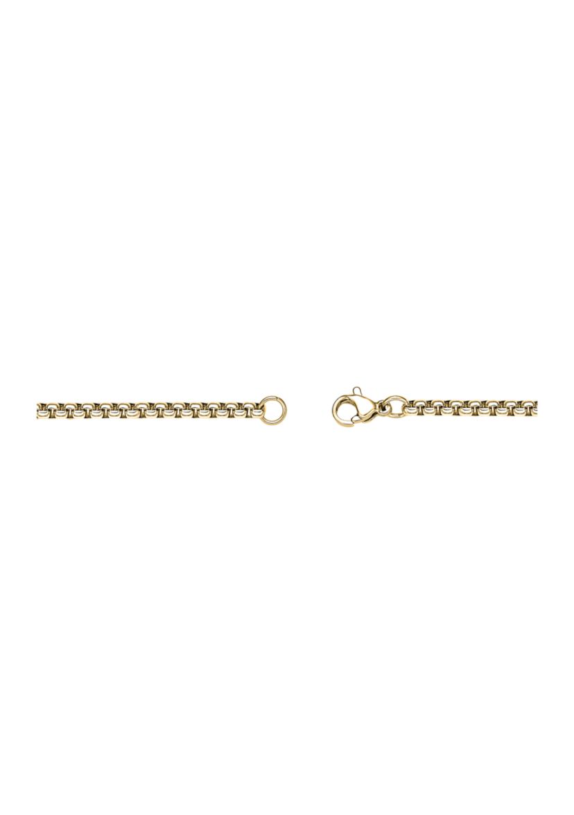 Stainelss Steel 3.5MM Round Box Chain Necklace with Goldtone Ion Plating, 18" Length