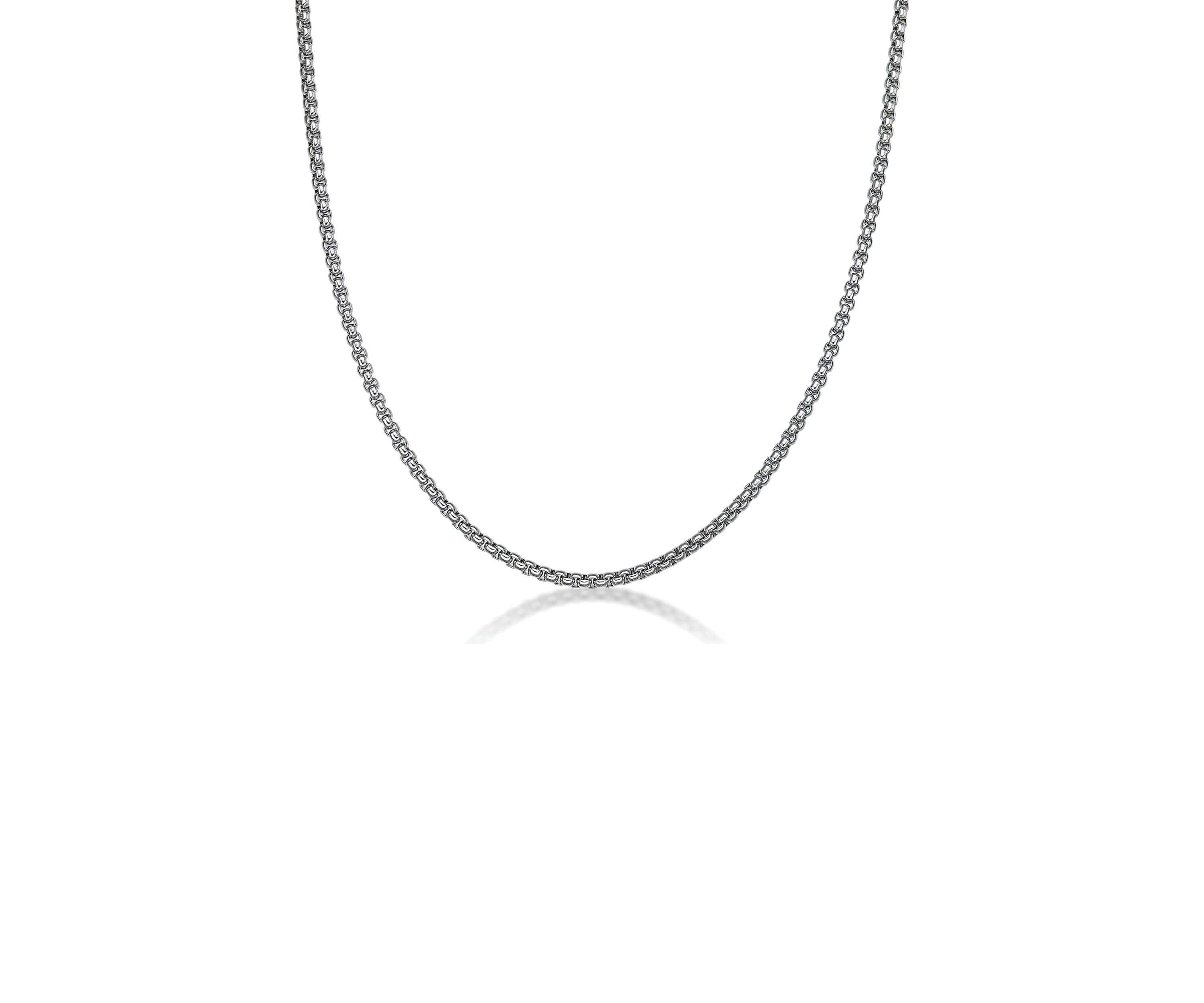 Stainless Steel 4 Millimeter Round Box Chain Necklace, 24 Inch