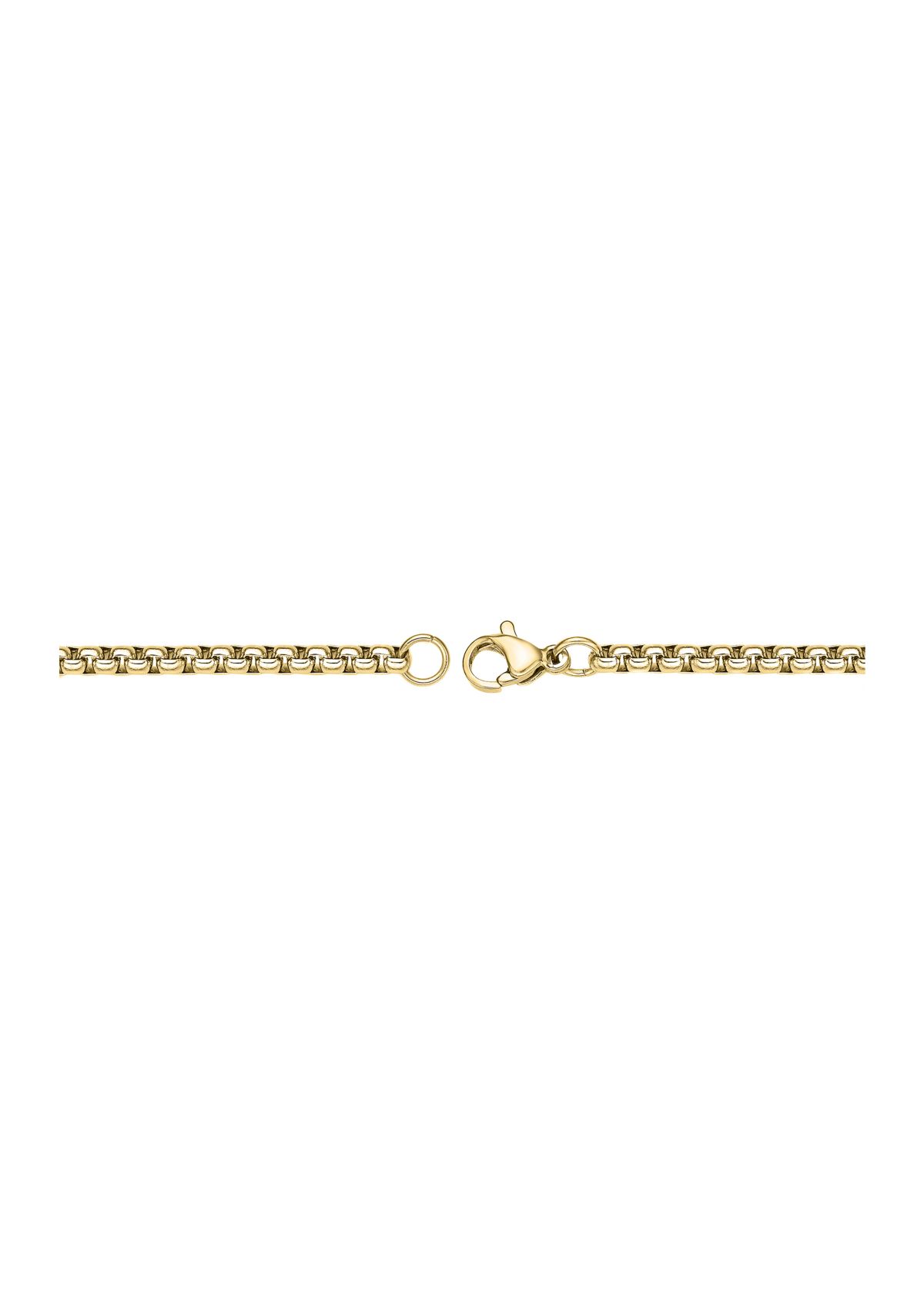 Stainless Steel 4 Millimeter Round Box Chain Necklace with Gold Tone Ion Plating, 24 Inch