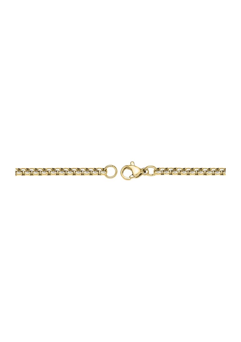 Stainless Steel 4 Millimeter Round Box Chain Necklace with Gold Tone Ion Plating, 24 Inch