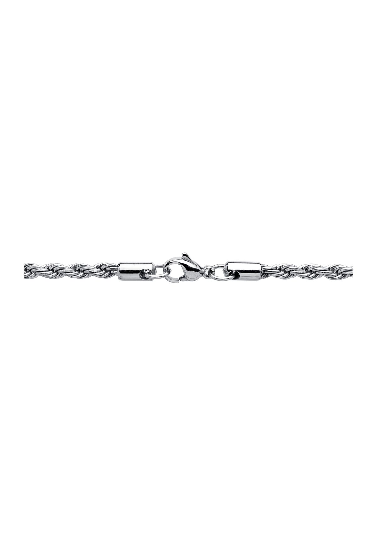 Stainless Steel 4 Millimeter Rope Chain Necklace, 24 Inch