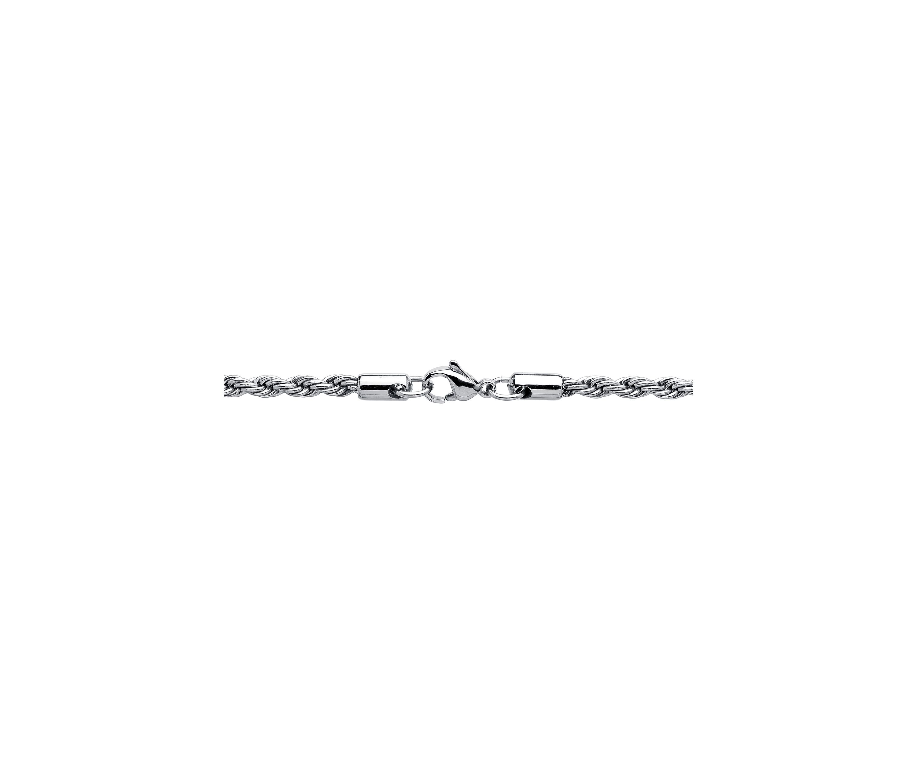 Stainless Steel 4 Millimeter Rope Chain Necklace, 24 Inch