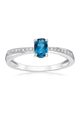 Belk & Co 5/8 Ct. T.w. London Blue Topaz And 1/10 Ct. T.w. Diamond Ring In Sterling Silver