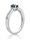 5/8 ct. t.w. London Blue Topaz and 1/10 ct. t.w. Diamond Ring in Sterling Silver