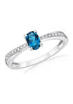 5/8 ct. t.w. London Blue Topaz and 1/10 ct. t.w. Diamond Ring in Sterling Silver