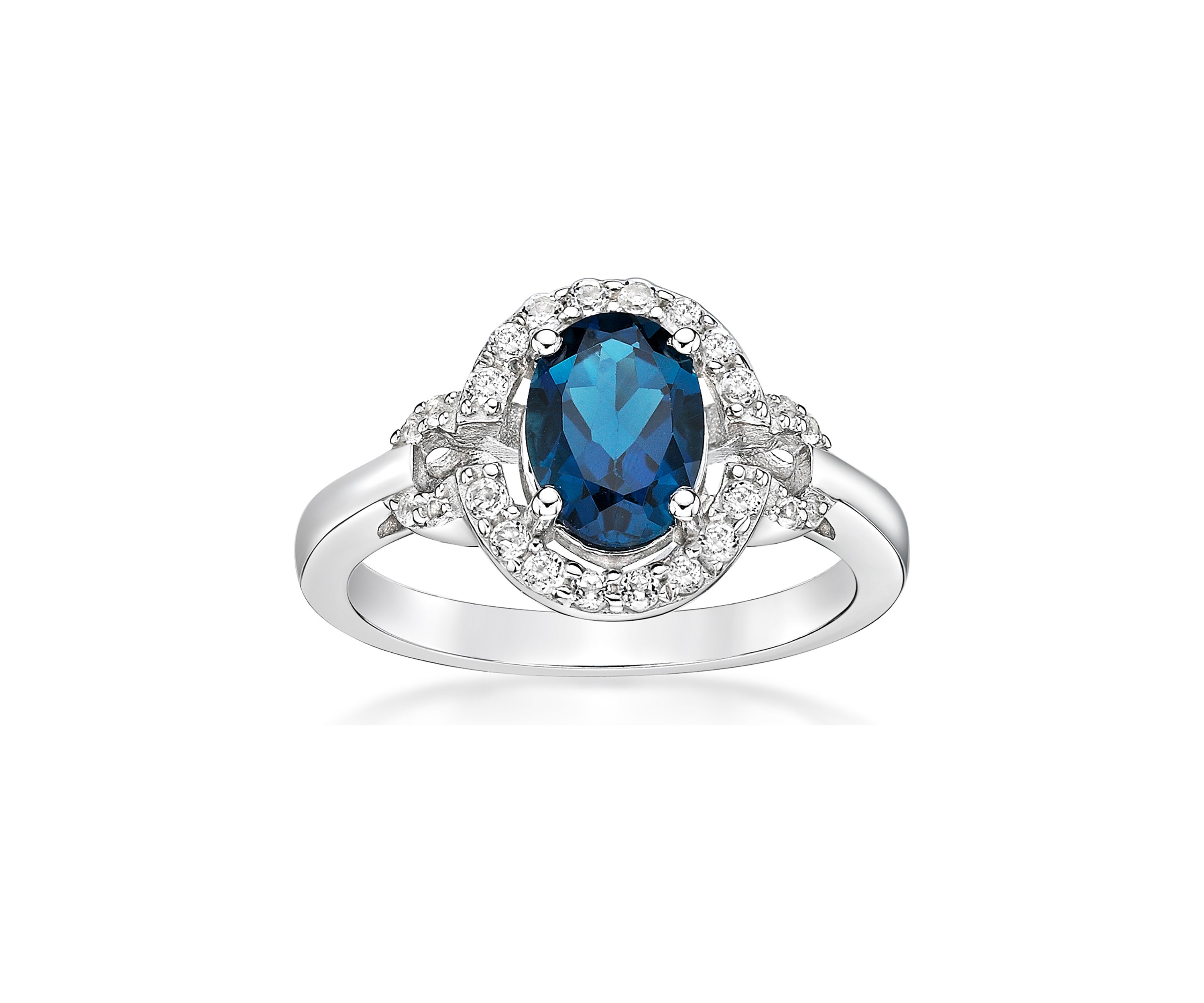 1.63 ct. t.w. London Blue Topaz and 1/2 ct. t.w. White Topaz Ring in Sterling Silver