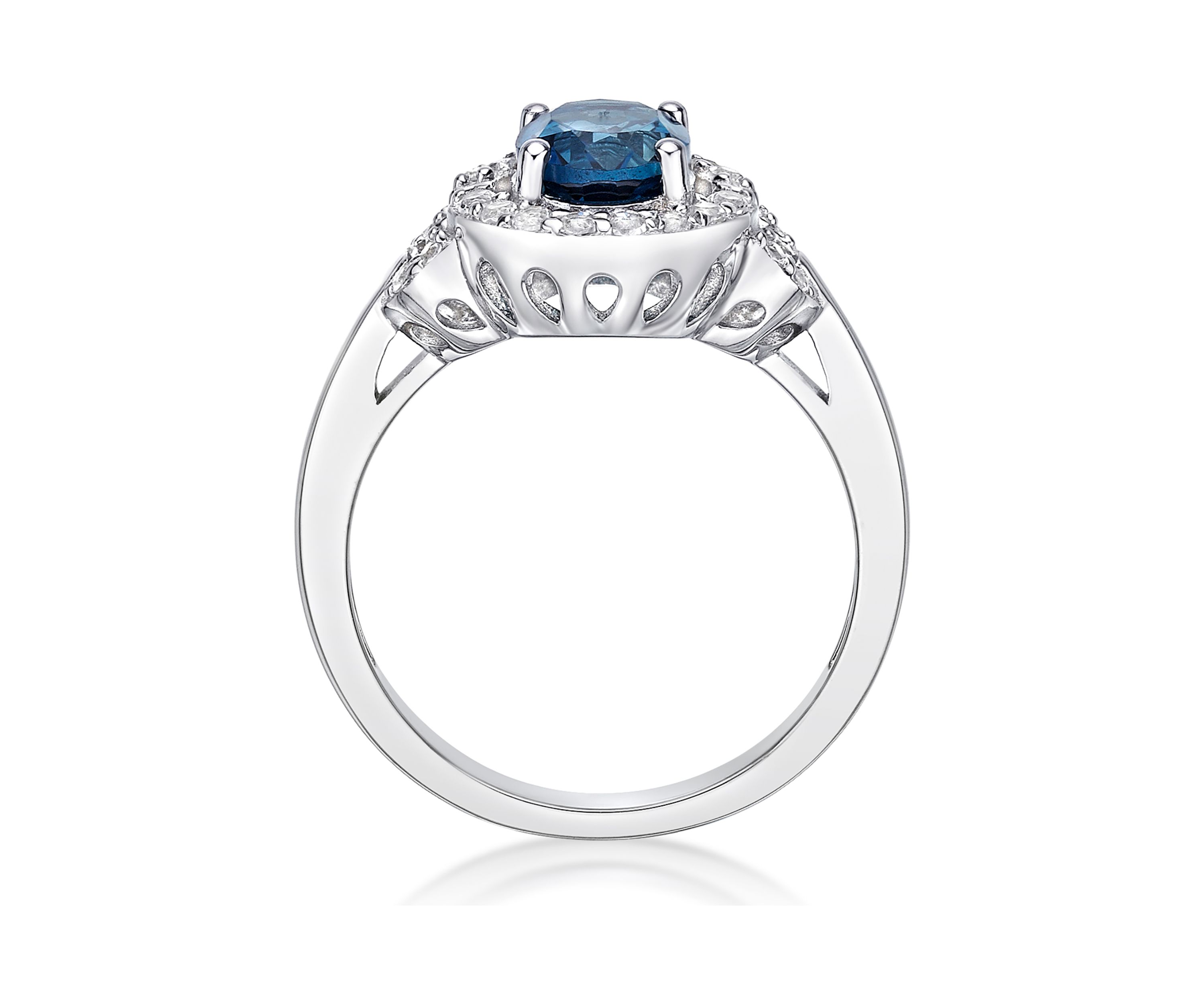 1.63 ct. t.w. London Blue Topaz and 1/2 ct. t.w. White Topaz Ring in Sterling Silver
