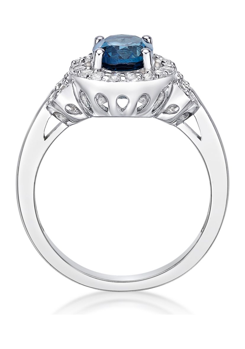 1.63 ct. t.w. London Blue Topaz and 1/2 ct. t.w. White Topaz Ring in Sterling Silver