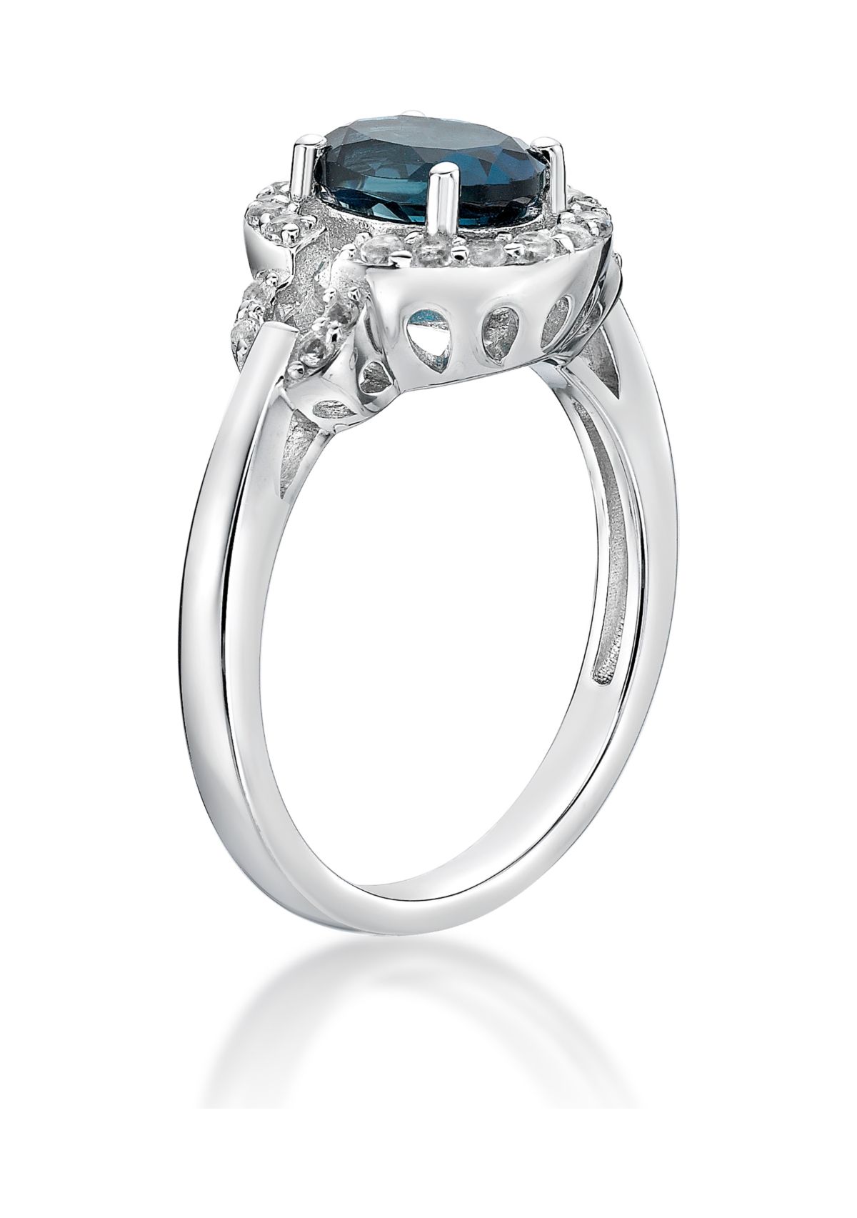 1.63 ct. t.w. London Blue Topaz and 1/2 ct. t.w. White Topaz Ring in Sterling Silver