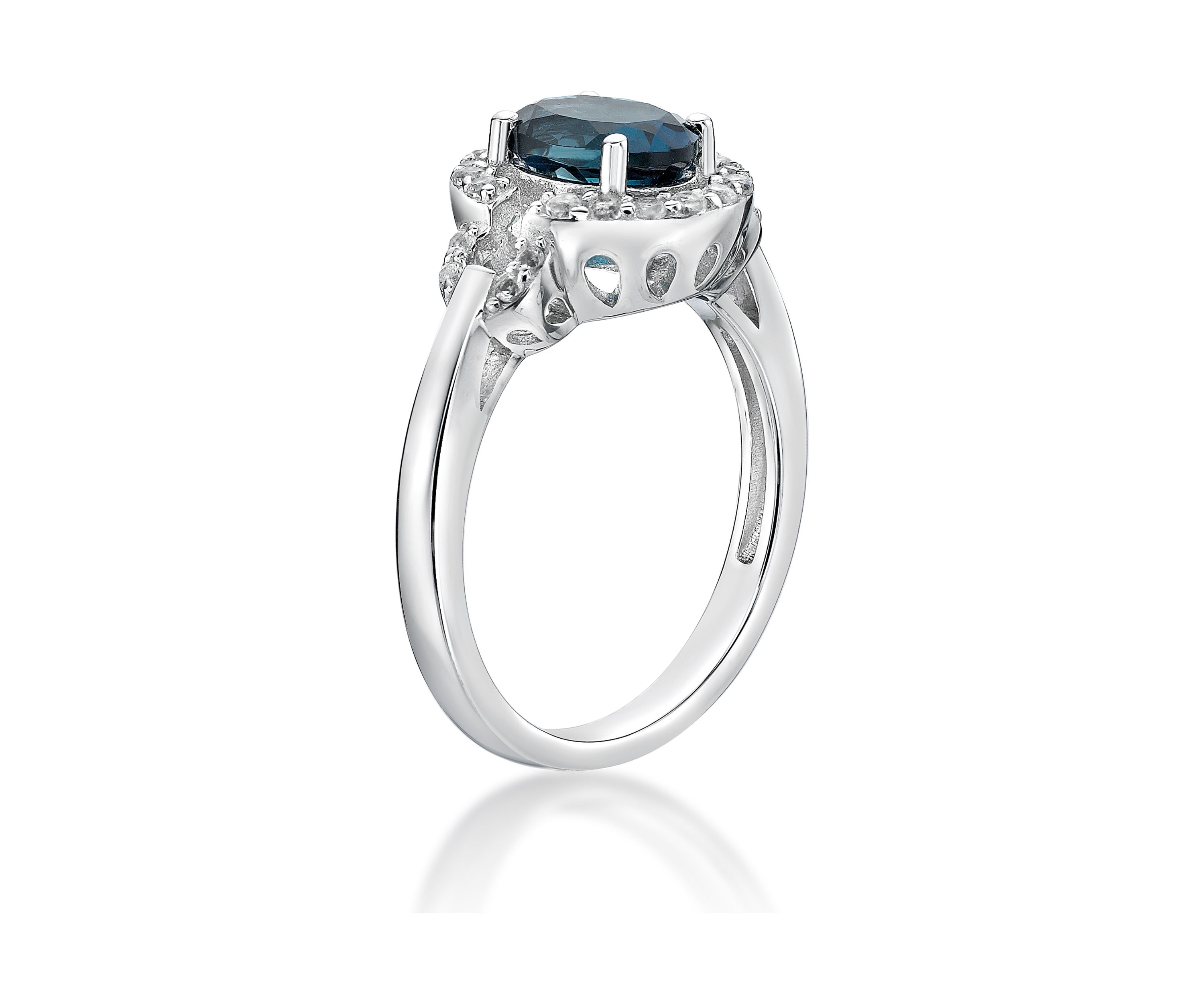 1.63 ct. t.w. London Blue Topaz and 1/2 ct. t.w. White Topaz Ring in Sterling Silver