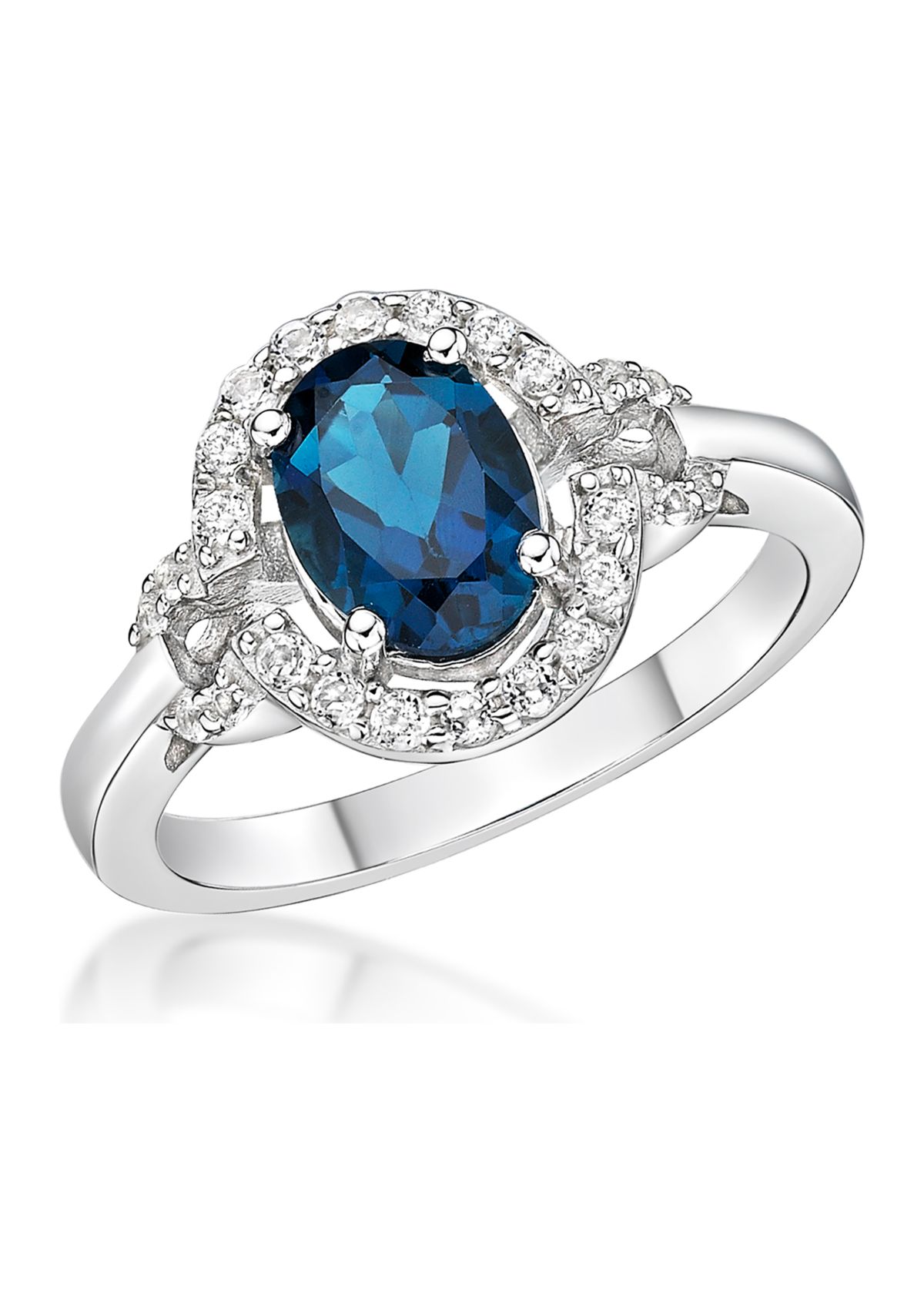 1.63 ct. t.w. London Blue Topaz and 1/2 ct. t.w. White Topaz Ring in Sterling Silver