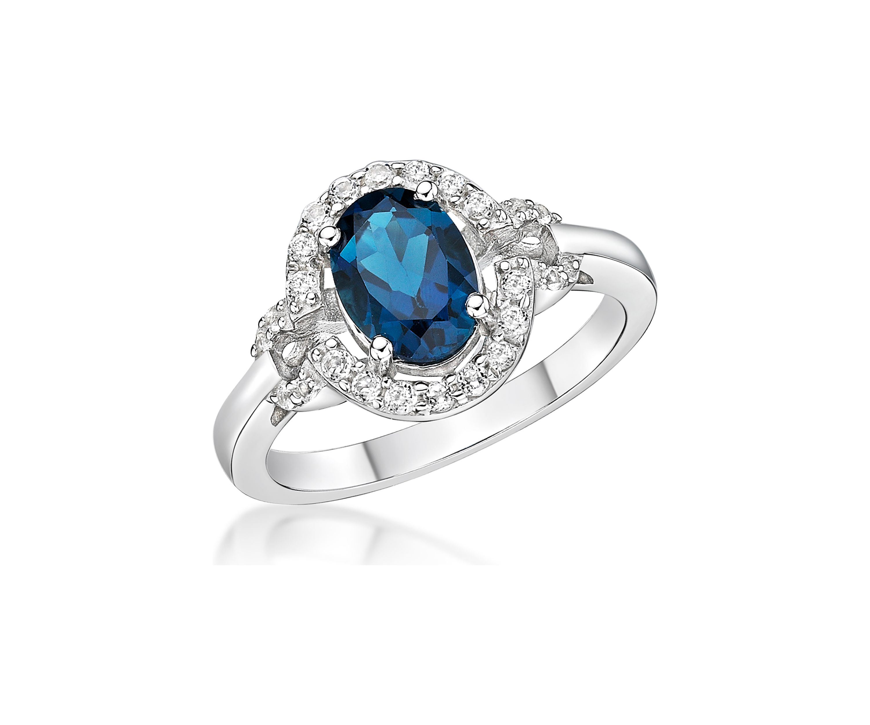 1.63 ct. t.w. London Blue Topaz and 1/2 ct. t.w. White Topaz Ring in Sterling Silver