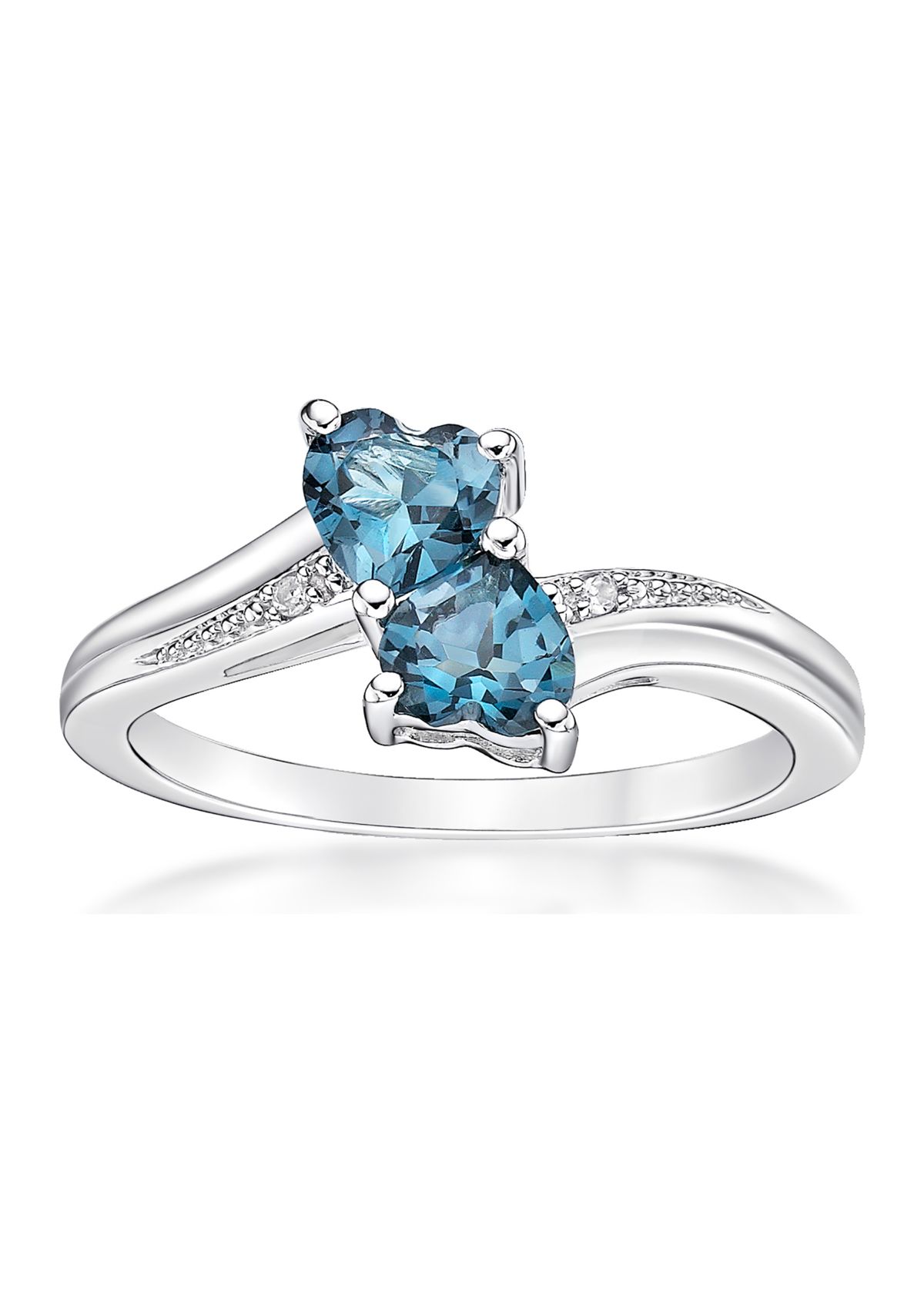 Lab Created Sterling Silver Gemstone and Diamond Accent Heart Bypass Ring