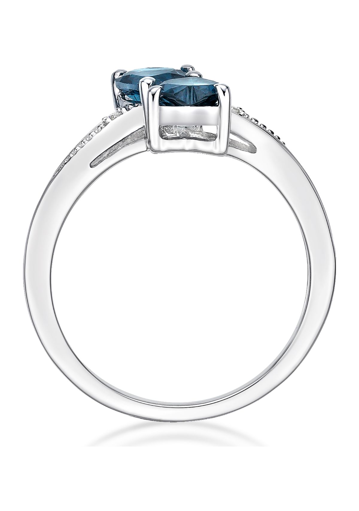 Lab Created Sterling Silver Gemstone and Diamond Accent Heart Bypass Ring