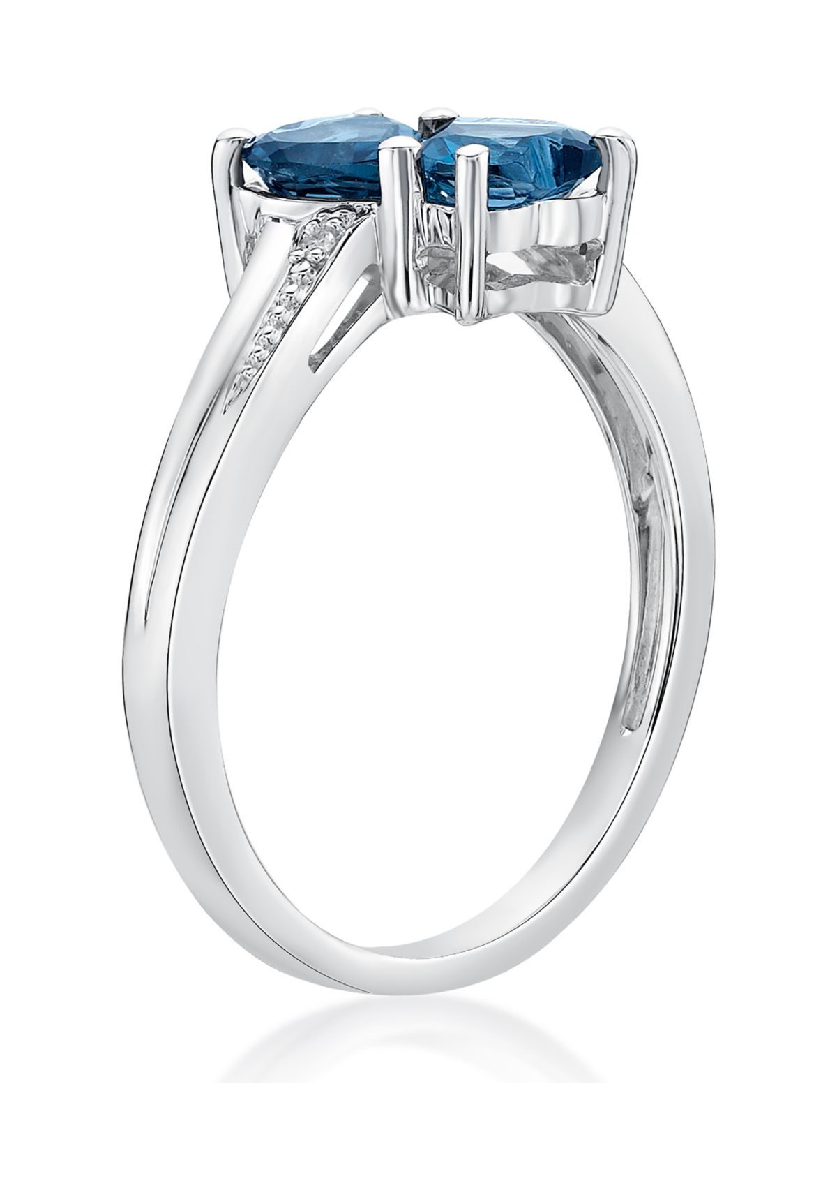 Lab Created Sterling Silver Gemstone and Diamond Accent Heart Bypass Ring