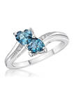 1.1 ct. t.w. London Blue Topaz and 1/10 ct. t.w. Diamond Ring in Sterling Silver