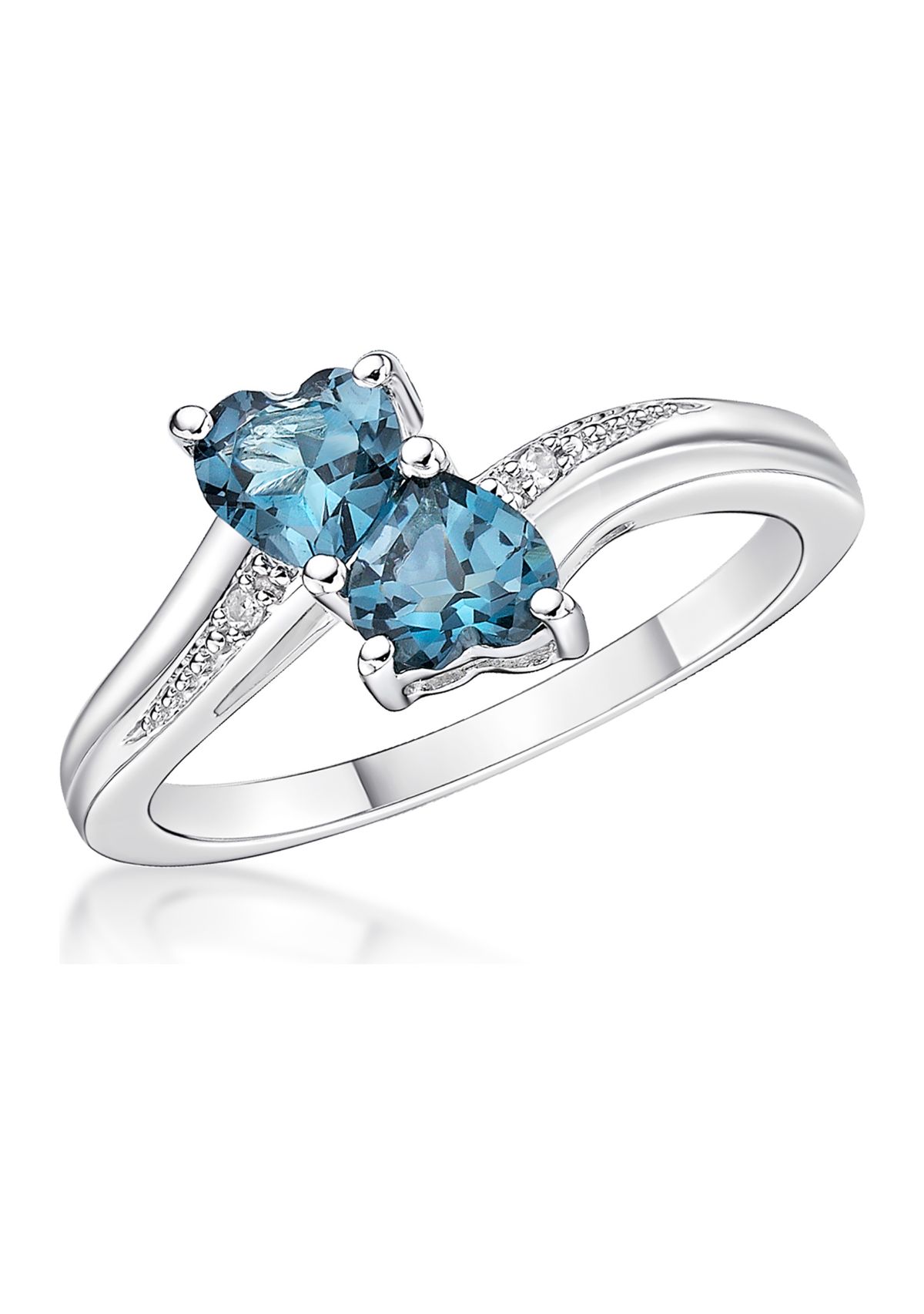 Lab Created Sterling Silver Gemstone and Diamond Accent Heart Bypass Ring