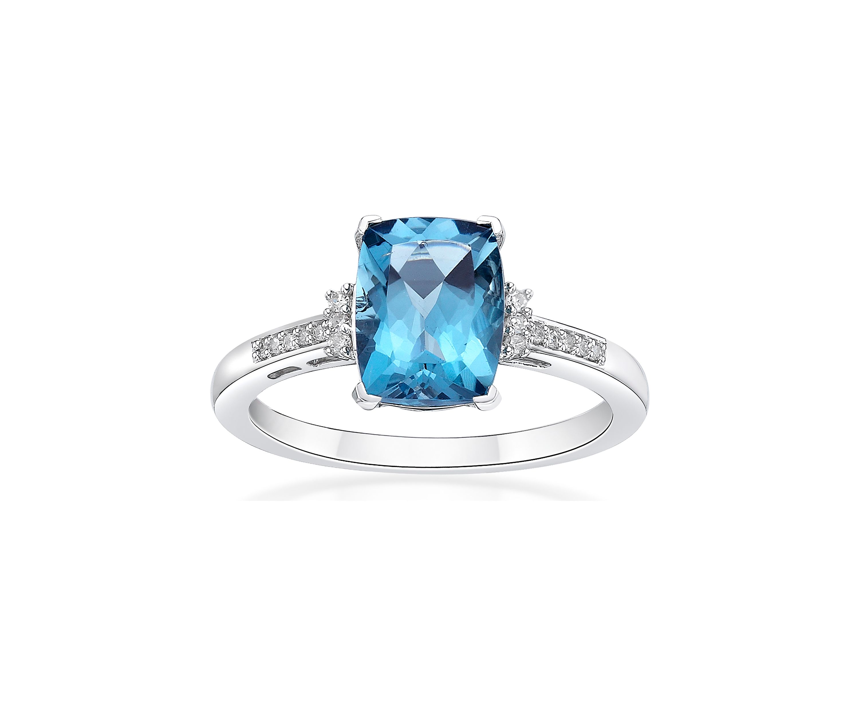 2.5 ct. t.w. London Blue Topaz and 1/10 ct. t.w. Diamond Ring in 10K White Gold