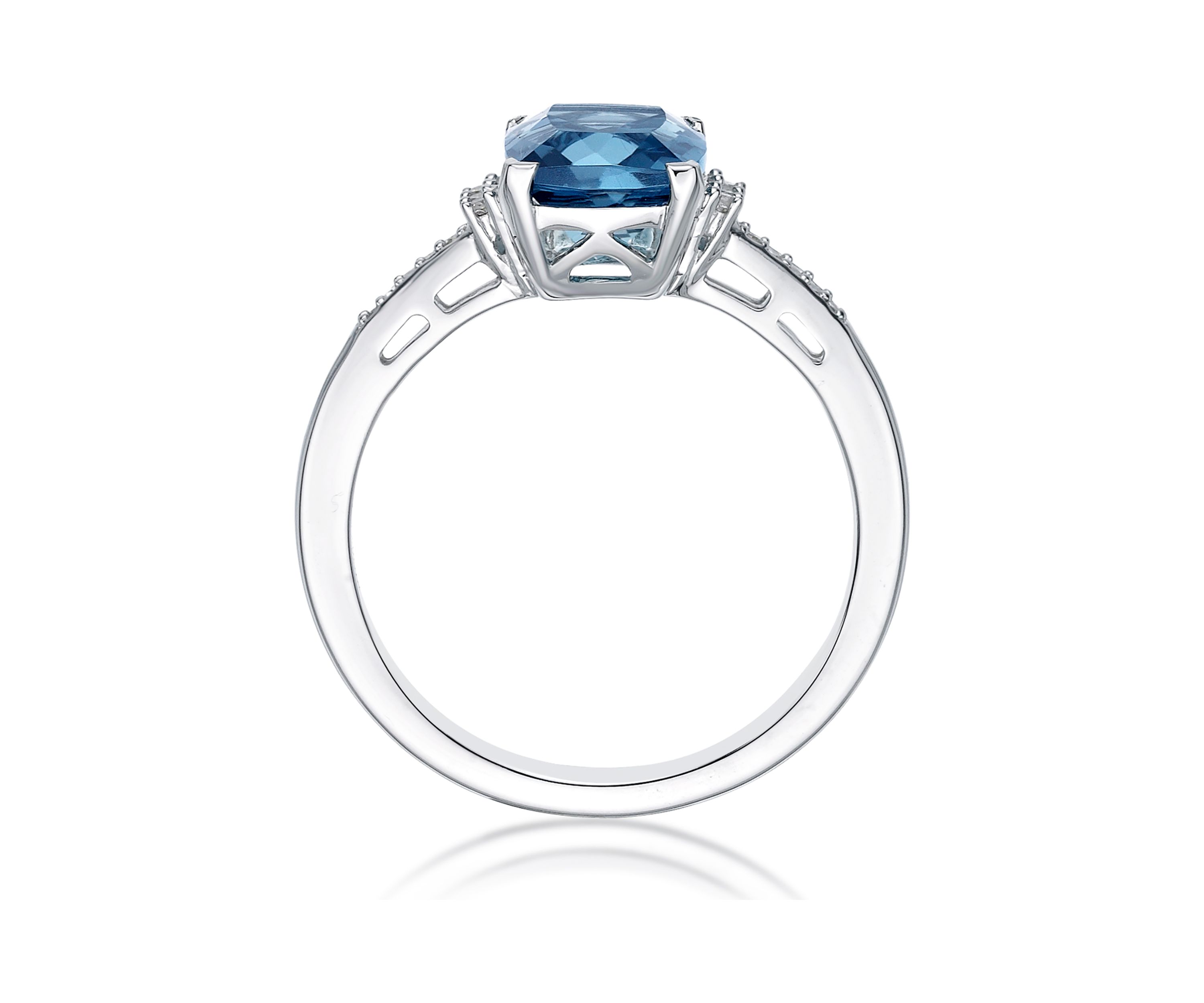 2.5 ct. t.w. London Blue Topaz and 1/10 ct. t.w. Diamond Ring in 10K White Gold